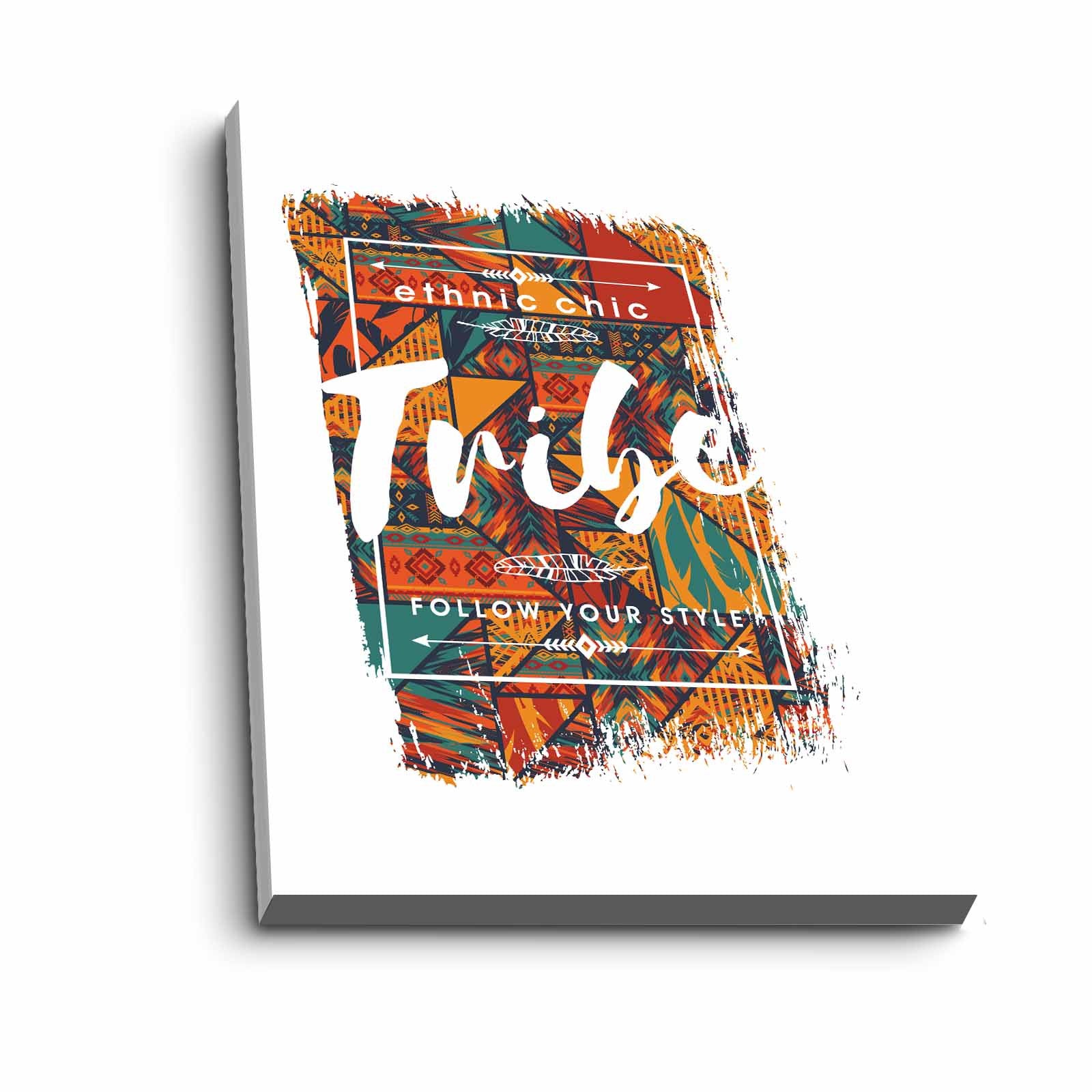 Quadro Decorativo em Tela 45x70cm - Pintura Multicolor com Moldura de Pinho Natural