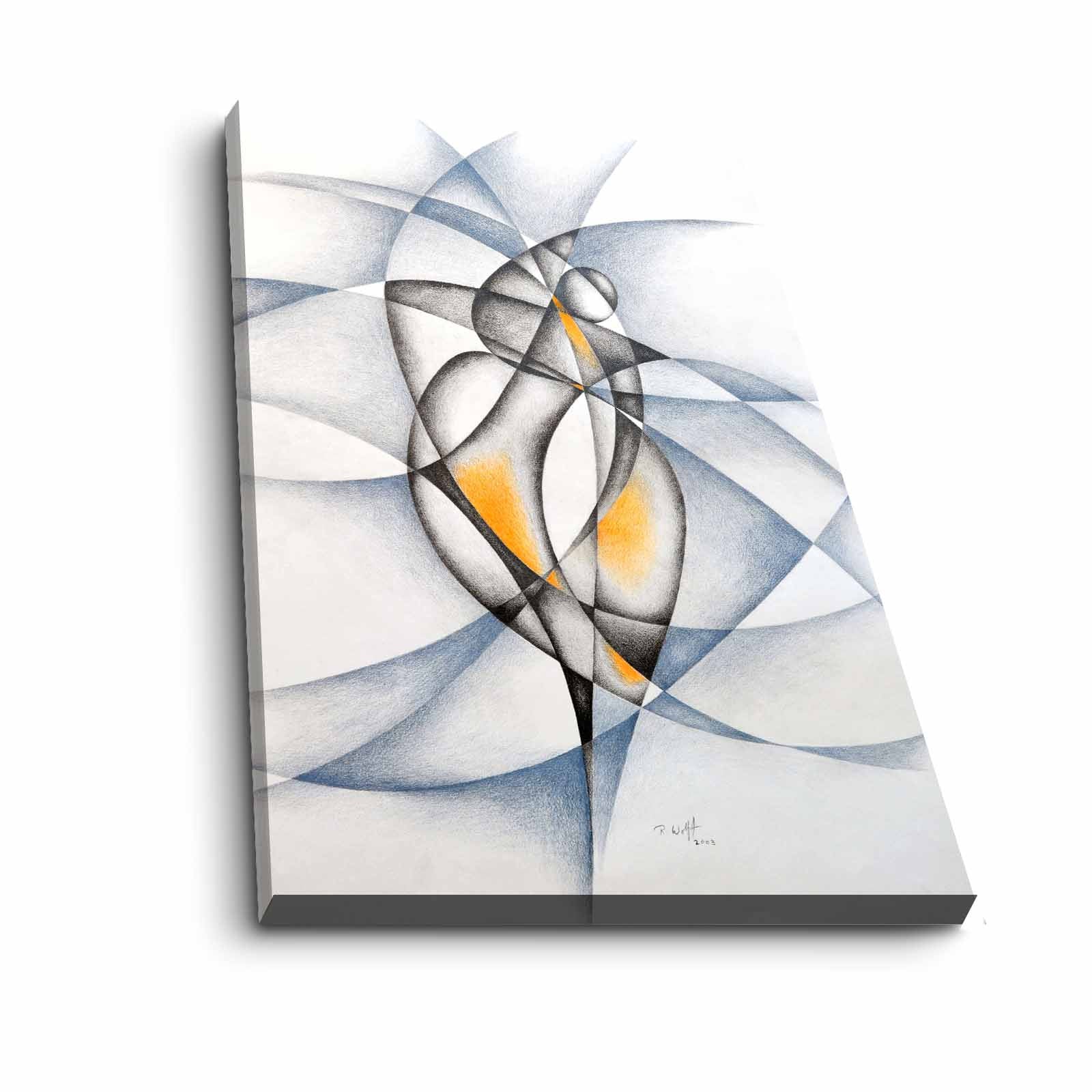 Quadro Decorativo em Tela 45x70cm - Pintura Multicolor com Moldura de Pinho Natural