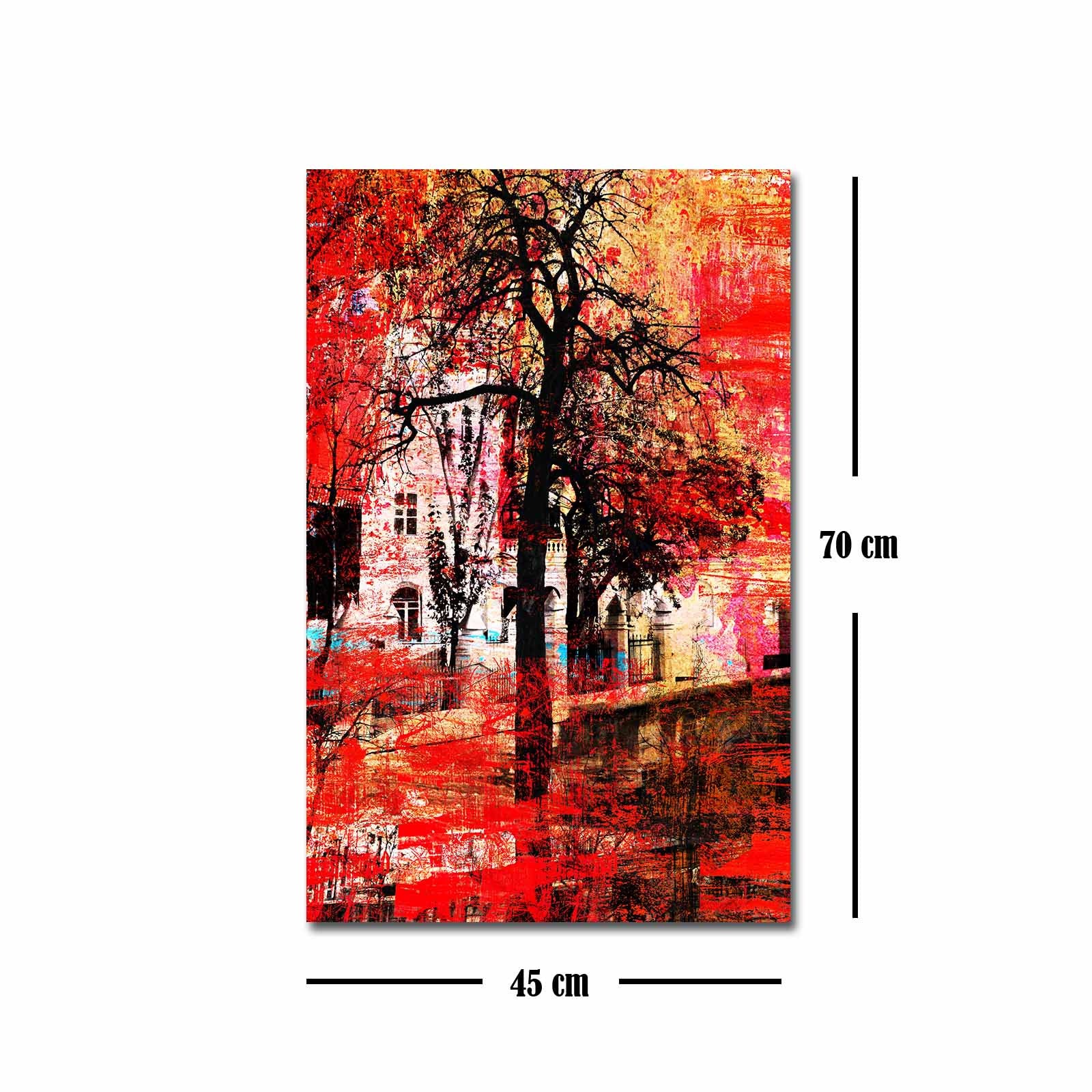 Quadro Decorativo em Tela 45x70cm - Pintura Multicolor com Moldura de Pinho Natural