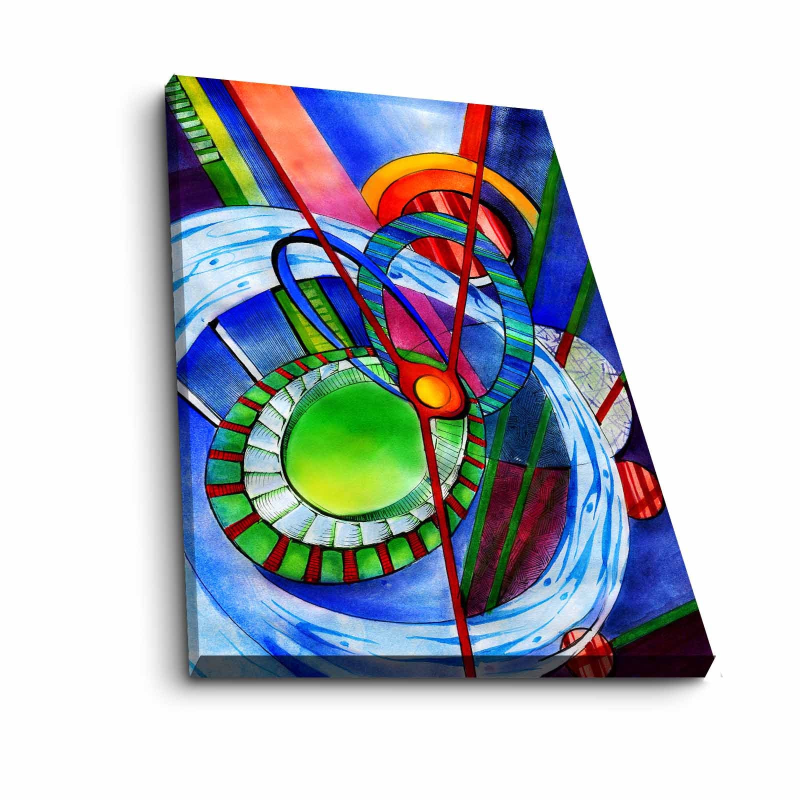 Quadro Decorativo em Tela 45x70cm - Pintura Multicolor com Moldura de Pinho Natural