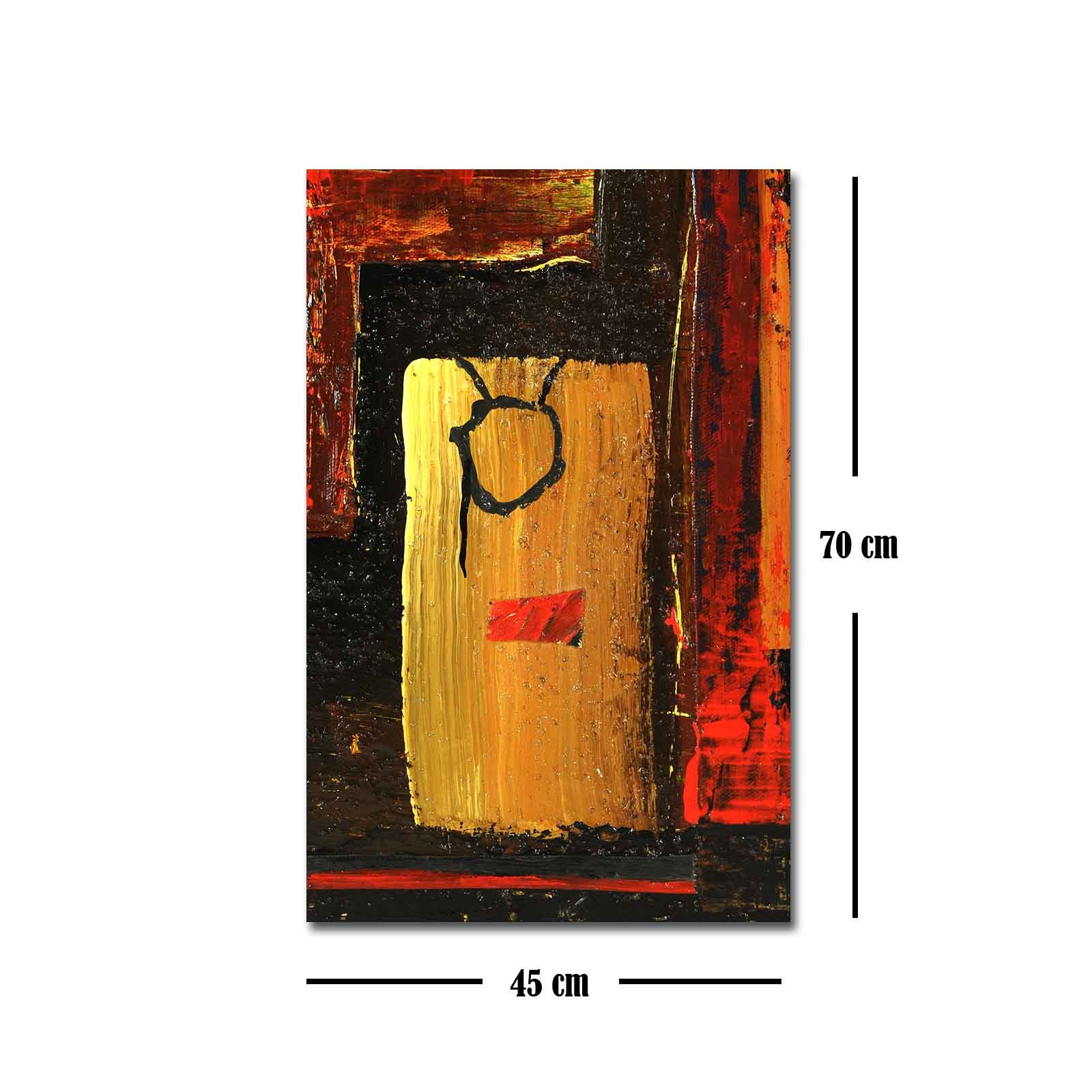 Quadro Decorativo em Tela 45x70cm - Pintura Multicolor com Moldura de Pinho Natural