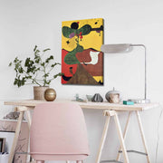 Quadro Decorativo em Tela 45x70cm - Pintura Multicolor com Moldura de Pinho Natural