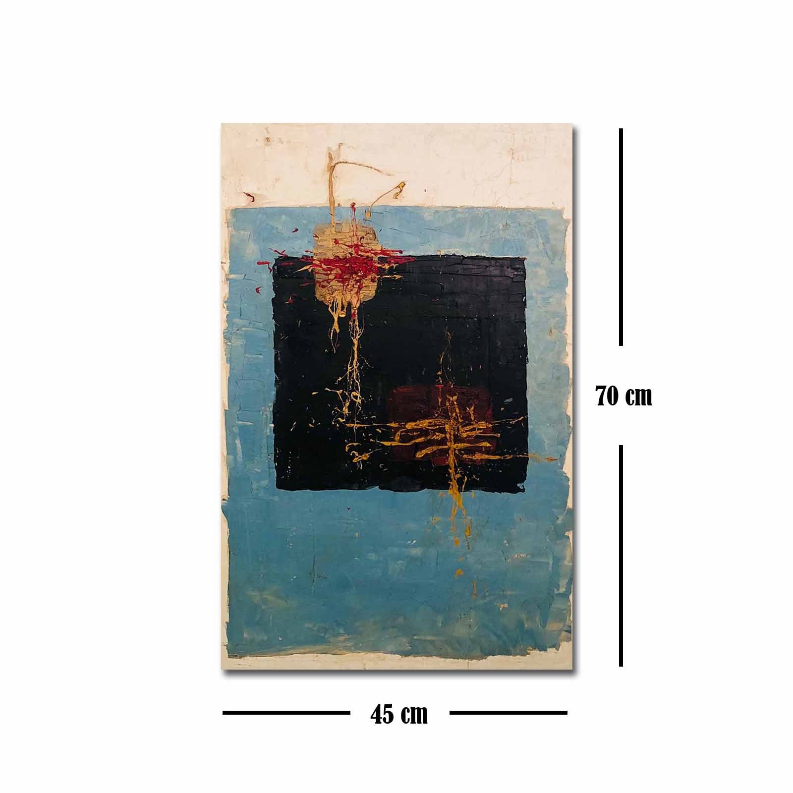 Quadro Decorativo em Tela 45x70cm - Pintura Multicolor com Moldura de Pinho Natural