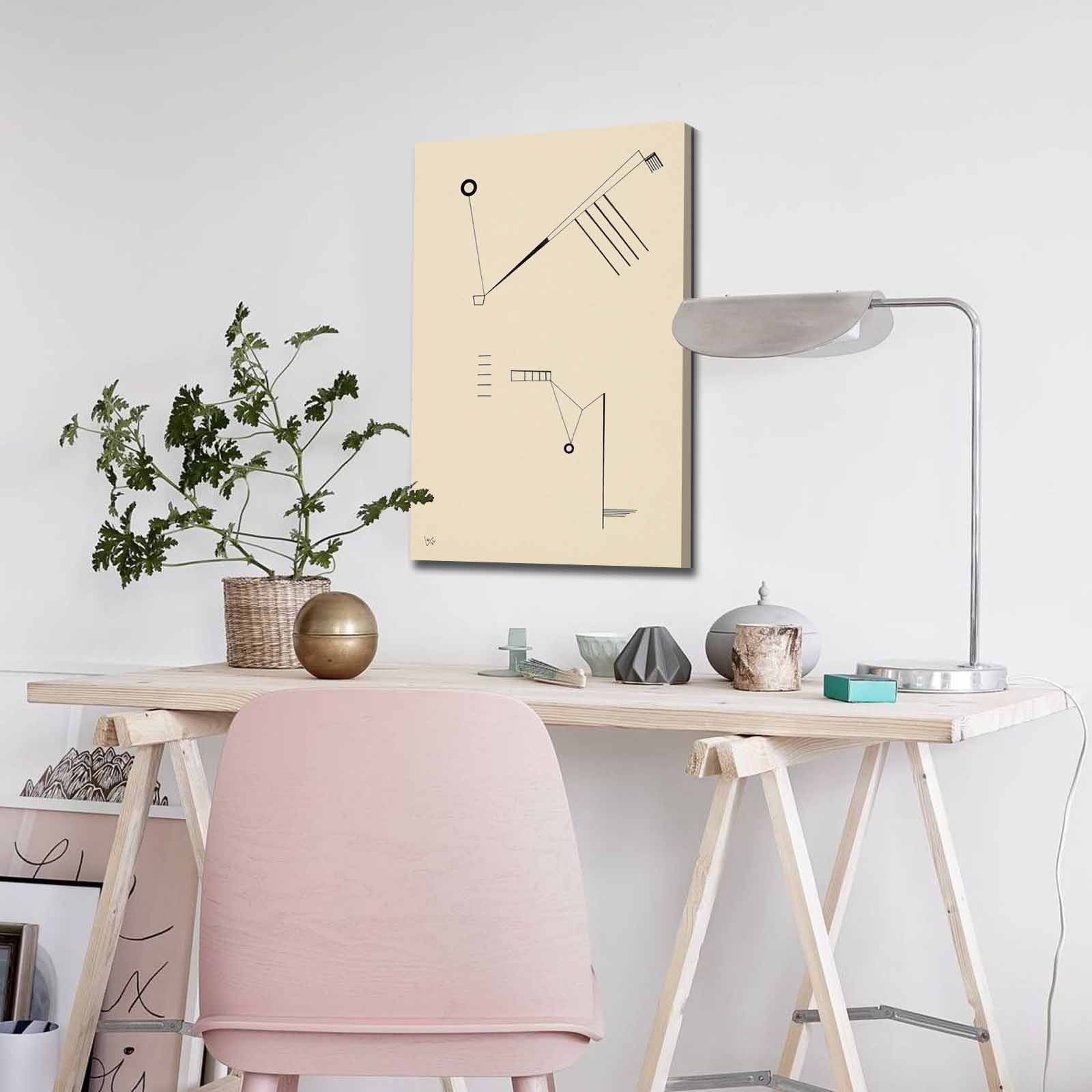 Quadro Decorativo em Tela 45x70cm - Pintura Multicolor com Moldura de Pinho Natural