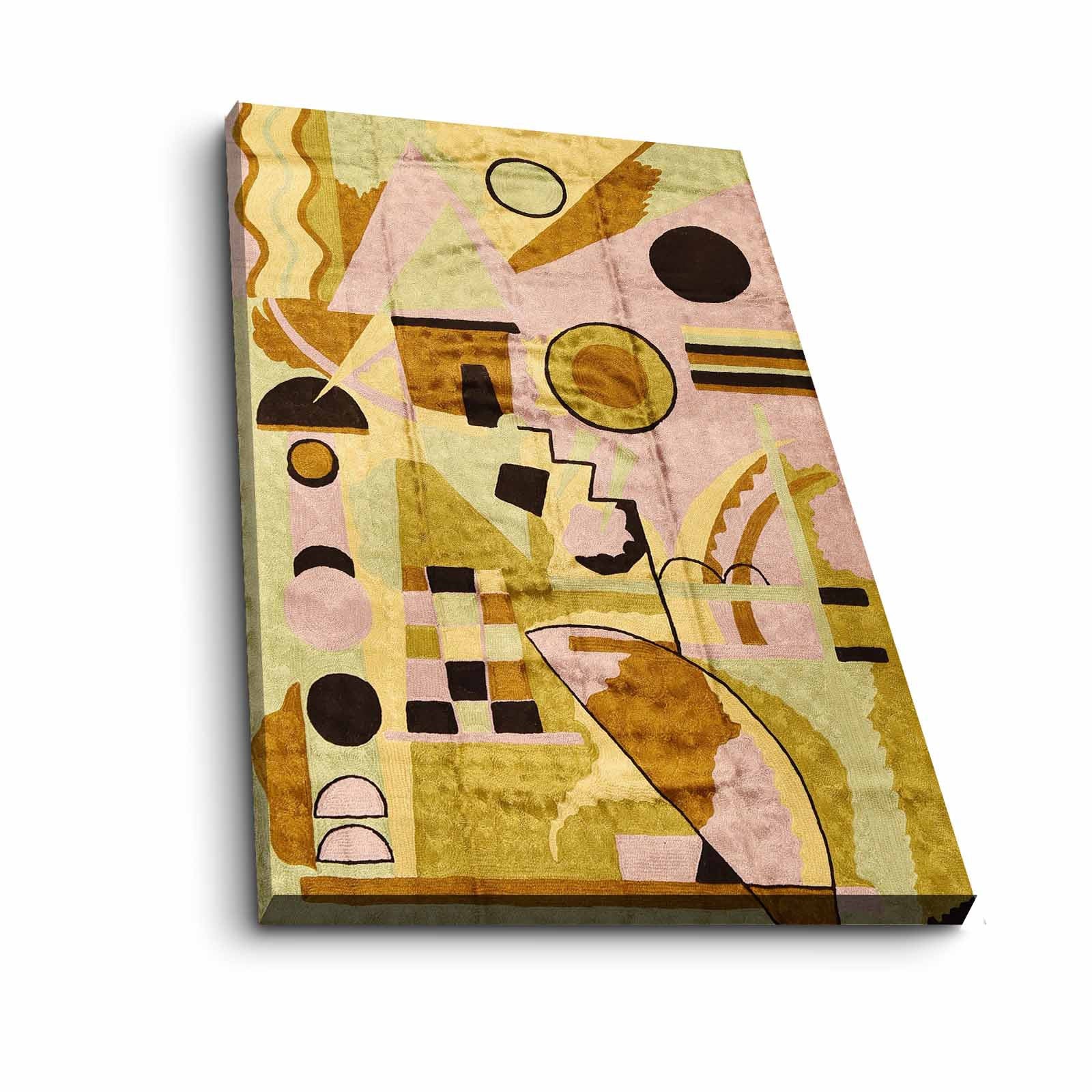 Quadro Decorativo em Tela 45x70cm - Pintura Multicolor com Moldura de Pinho Natural