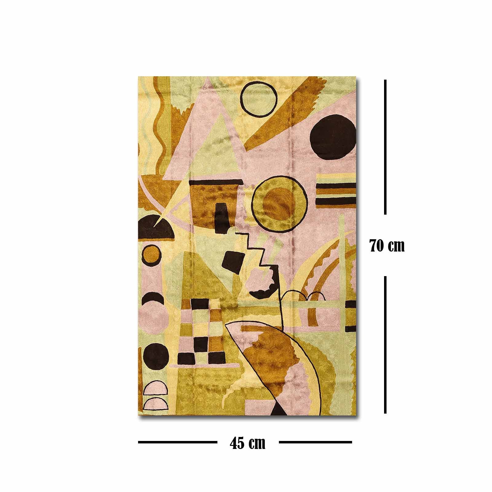 Quadro Decorativo em Tela 45x70cm - Pintura Multicolor com Moldura de Pinho Natural