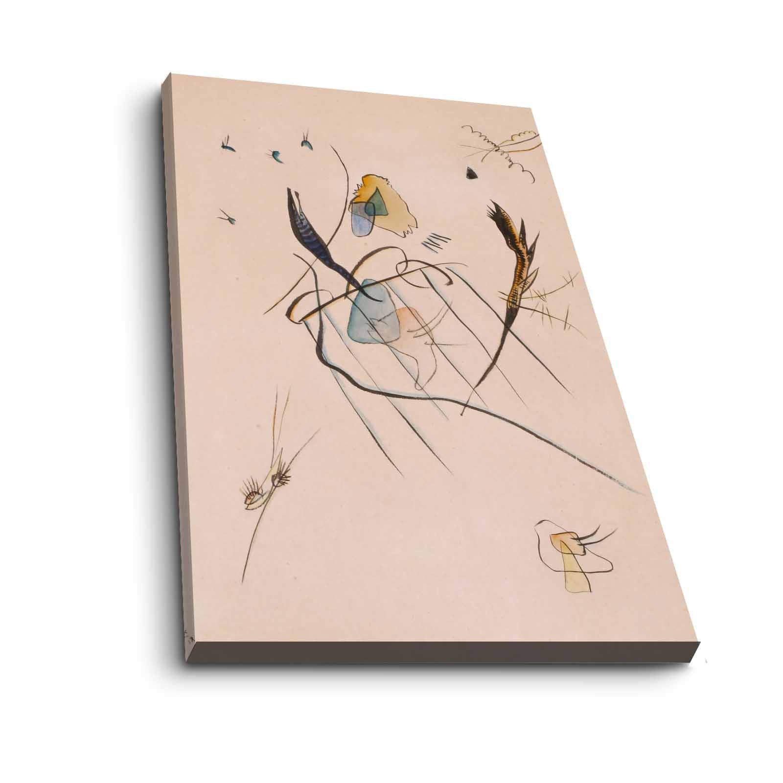 Quadro Decorativo em Tela 45x70cm - Pintura Multicolor com Moldura de Pinho Natural