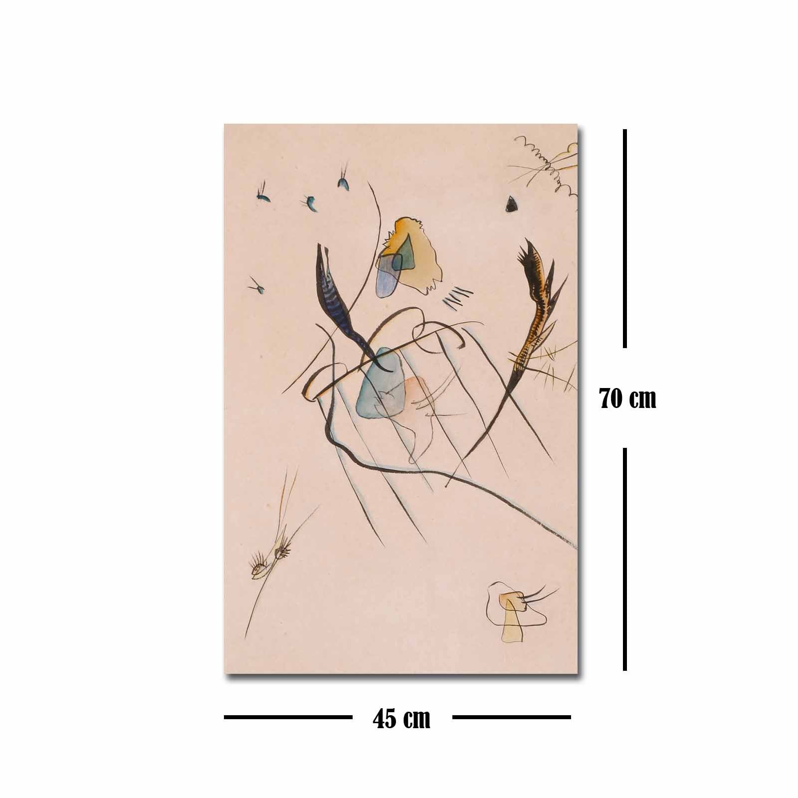 Quadro Decorativo em Tela 45x70cm - Pintura Multicolor com Moldura de Pinho Natural