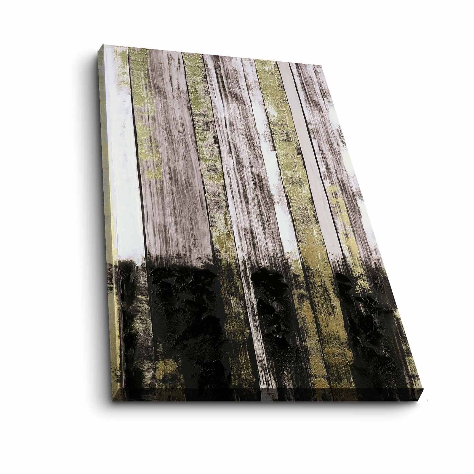 Quadro Decorativo em Tela 45x70cm - Pintura Multicolor com Moldura de Pinho Natural