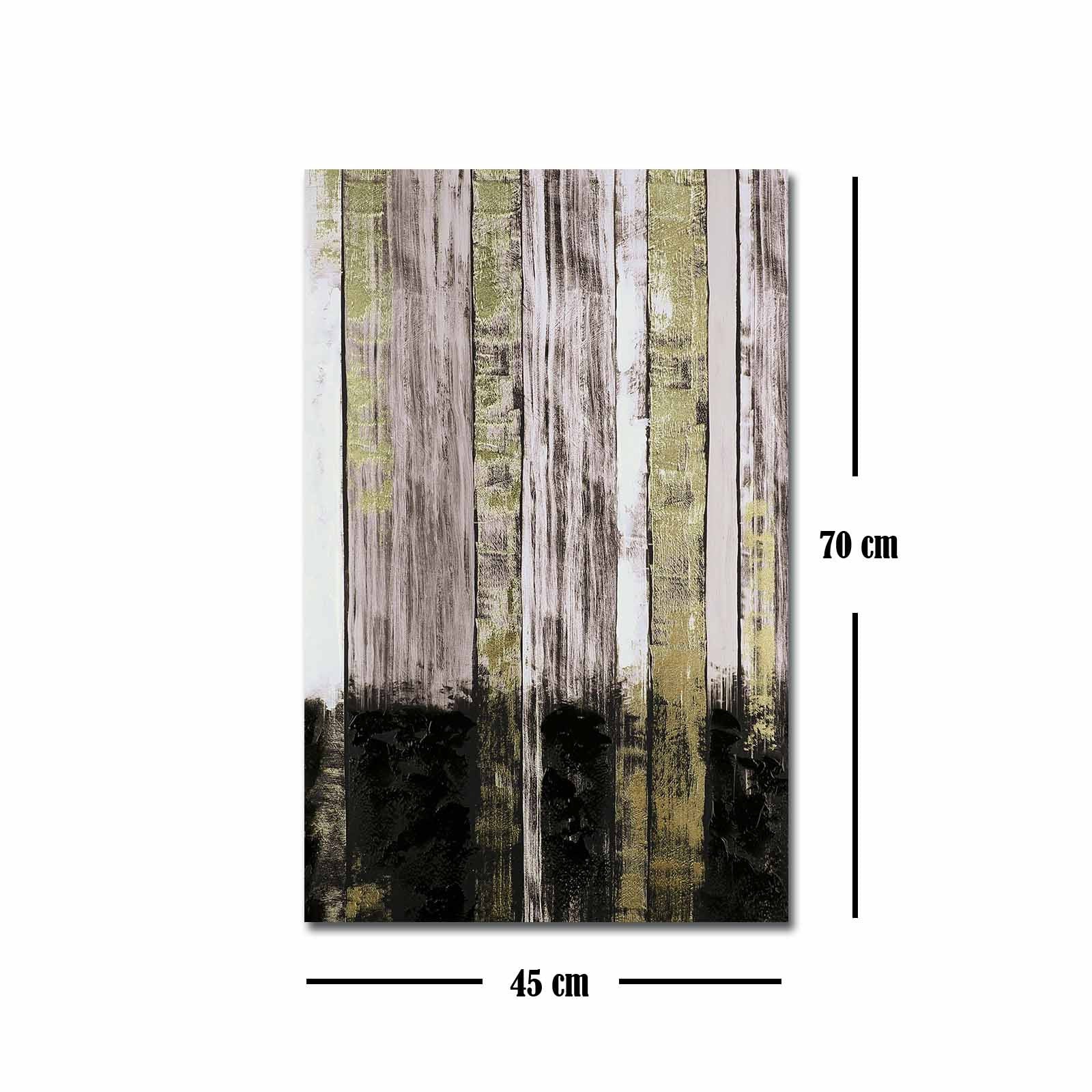 Quadro Decorativo em Tela 45x70cm - Pintura Multicolor com Moldura de Pinho Natural