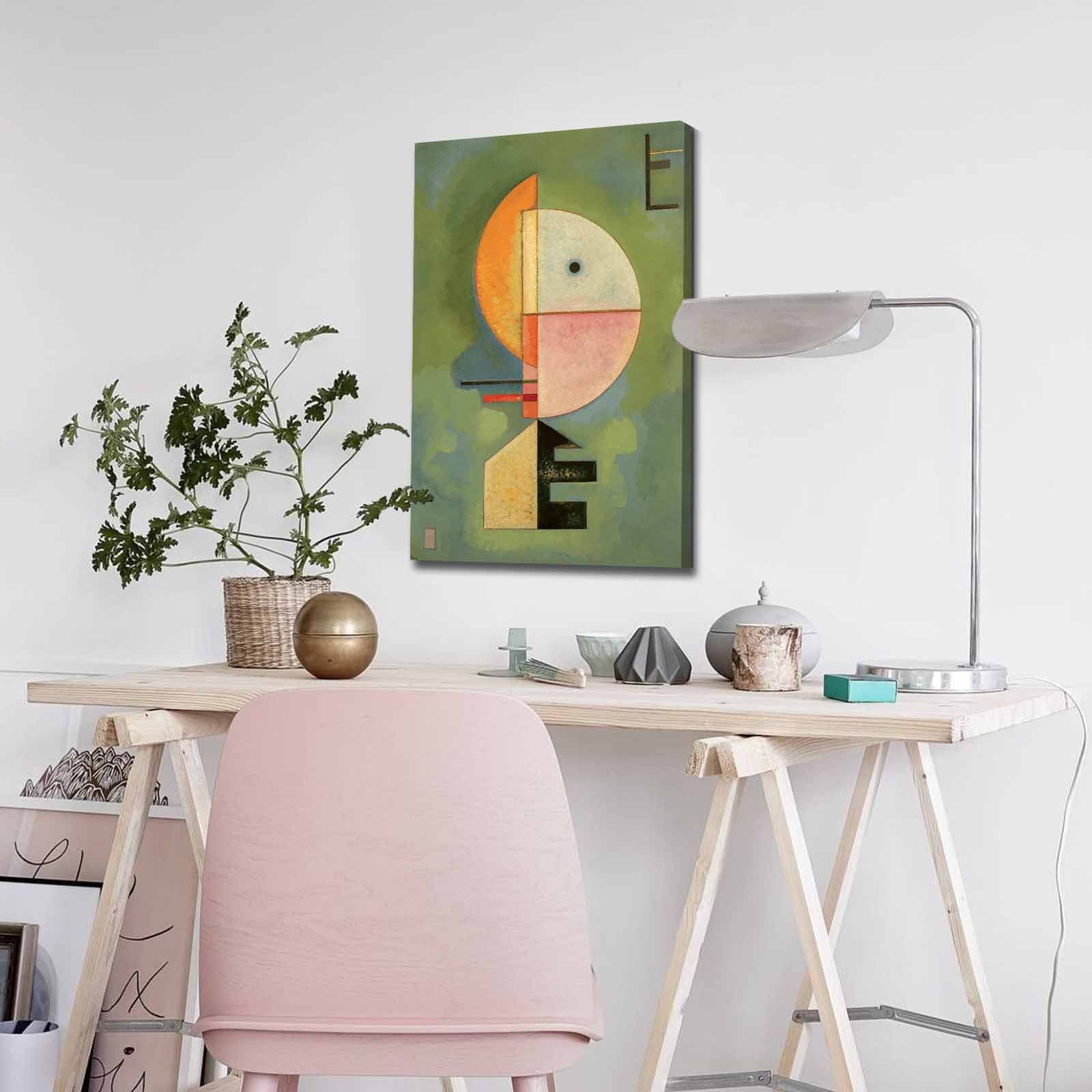 Quadro Decorativo em Tela 45x70cm - Pintura Multicolor com Moldura de Pinho Natural