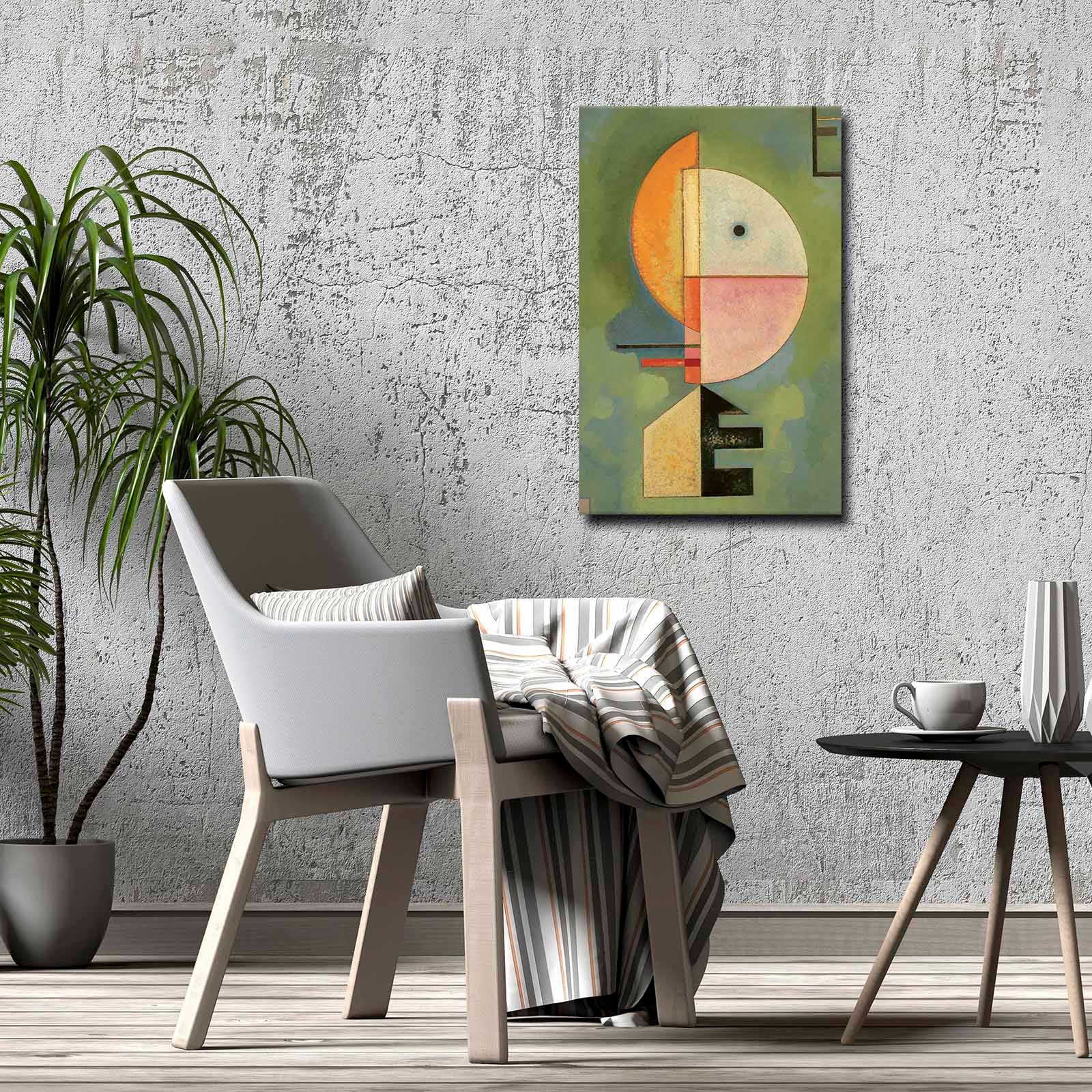 Quadro Decorativo em Tela 45x70cm - Pintura Multicolor com Moldura de Pinho Natural