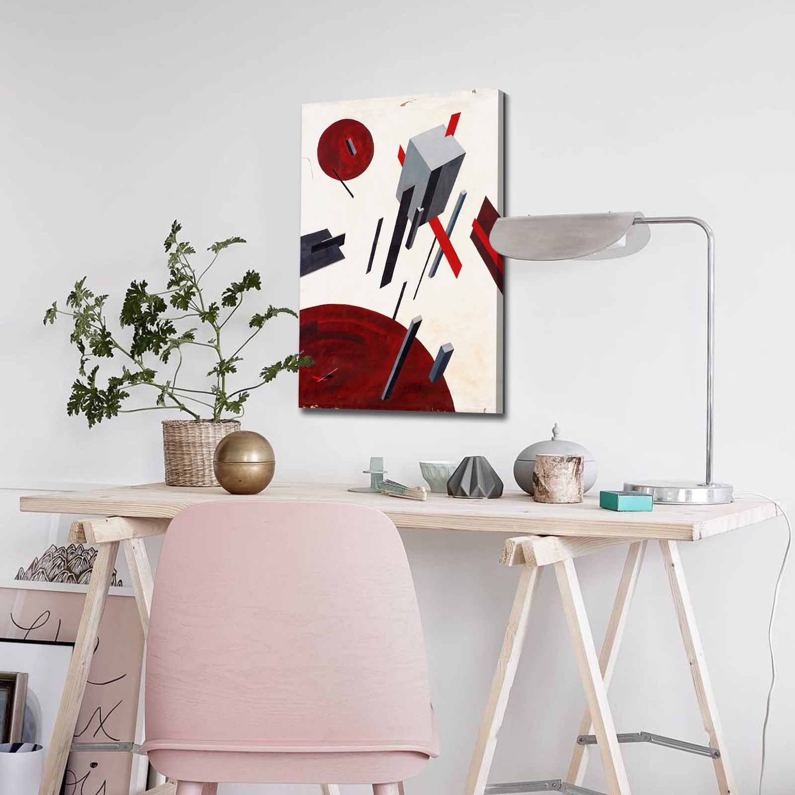 Quadro Decorativo em Tela 45x70cm - Pintura Multicolor com Moldura de Pinho Natural