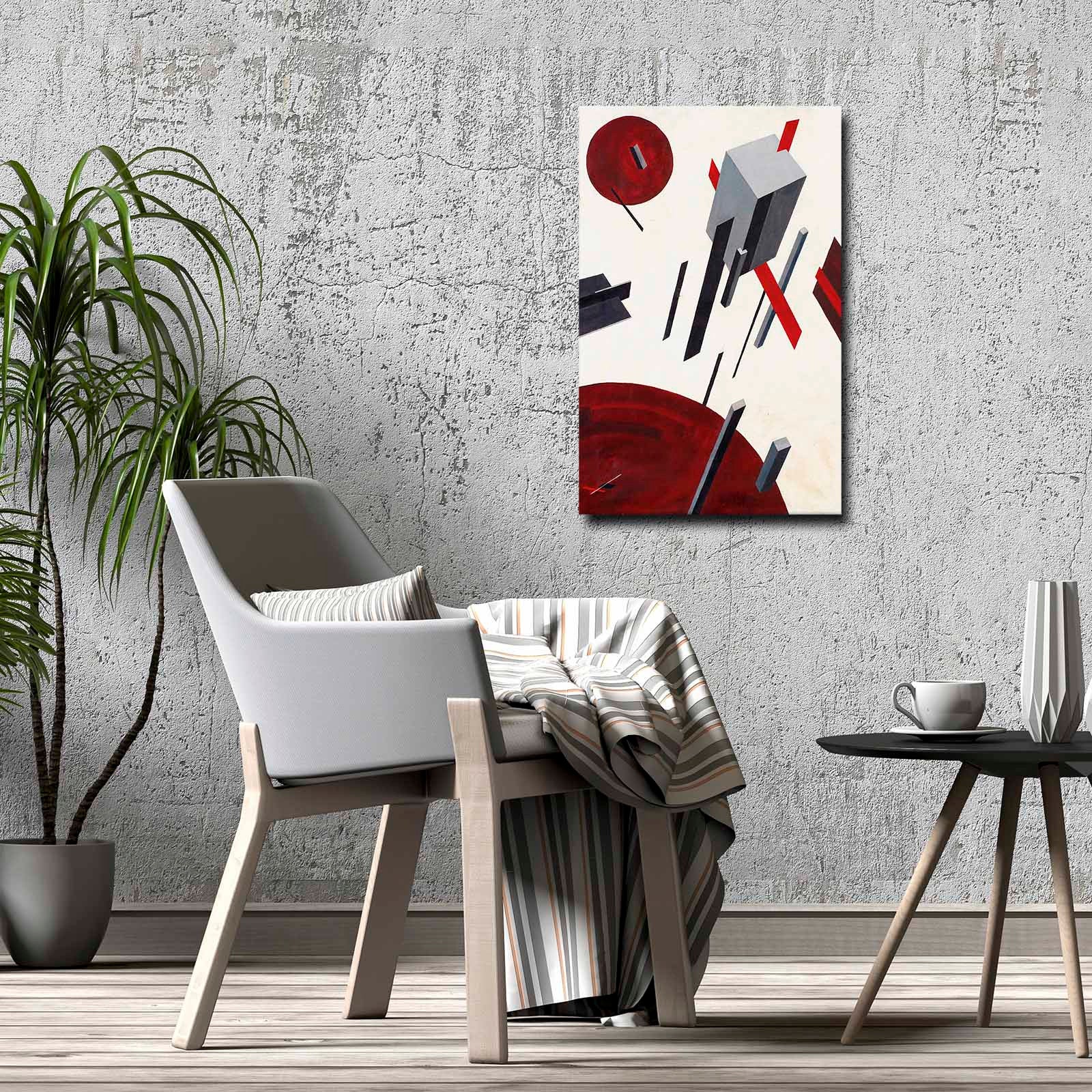 Quadro Decorativo em Tela 45x70cm - Pintura Multicolor com Moldura de Pinho Natural