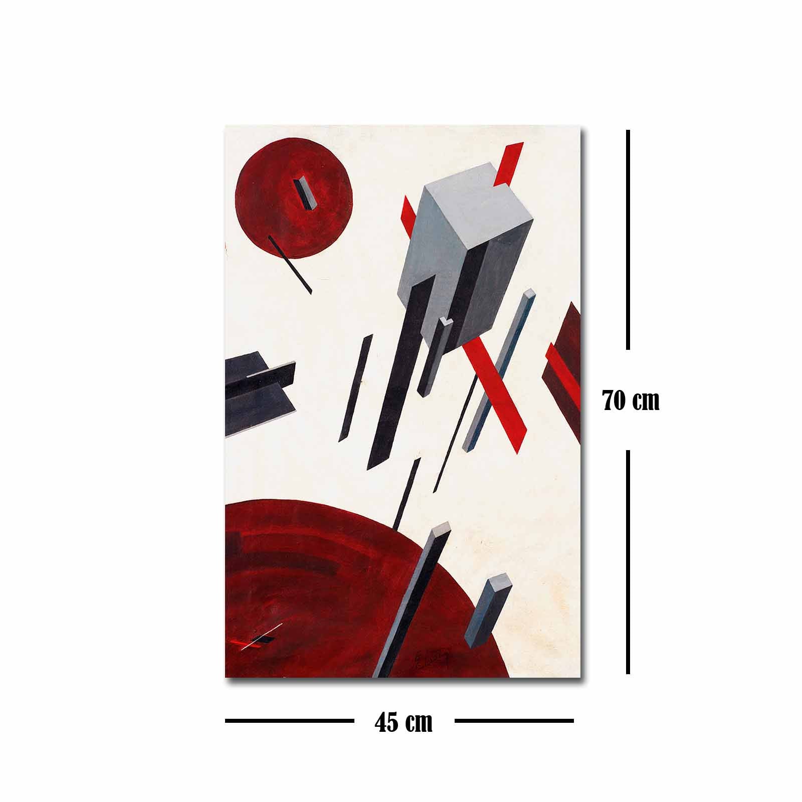 Quadro Decorativo em Tela 45x70cm - Pintura Multicolor com Moldura de Pinho Natural