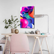 Quadro Decorativo em Tela 45x70cm - Pintura Multicolor com Moldura de Pinho Natural