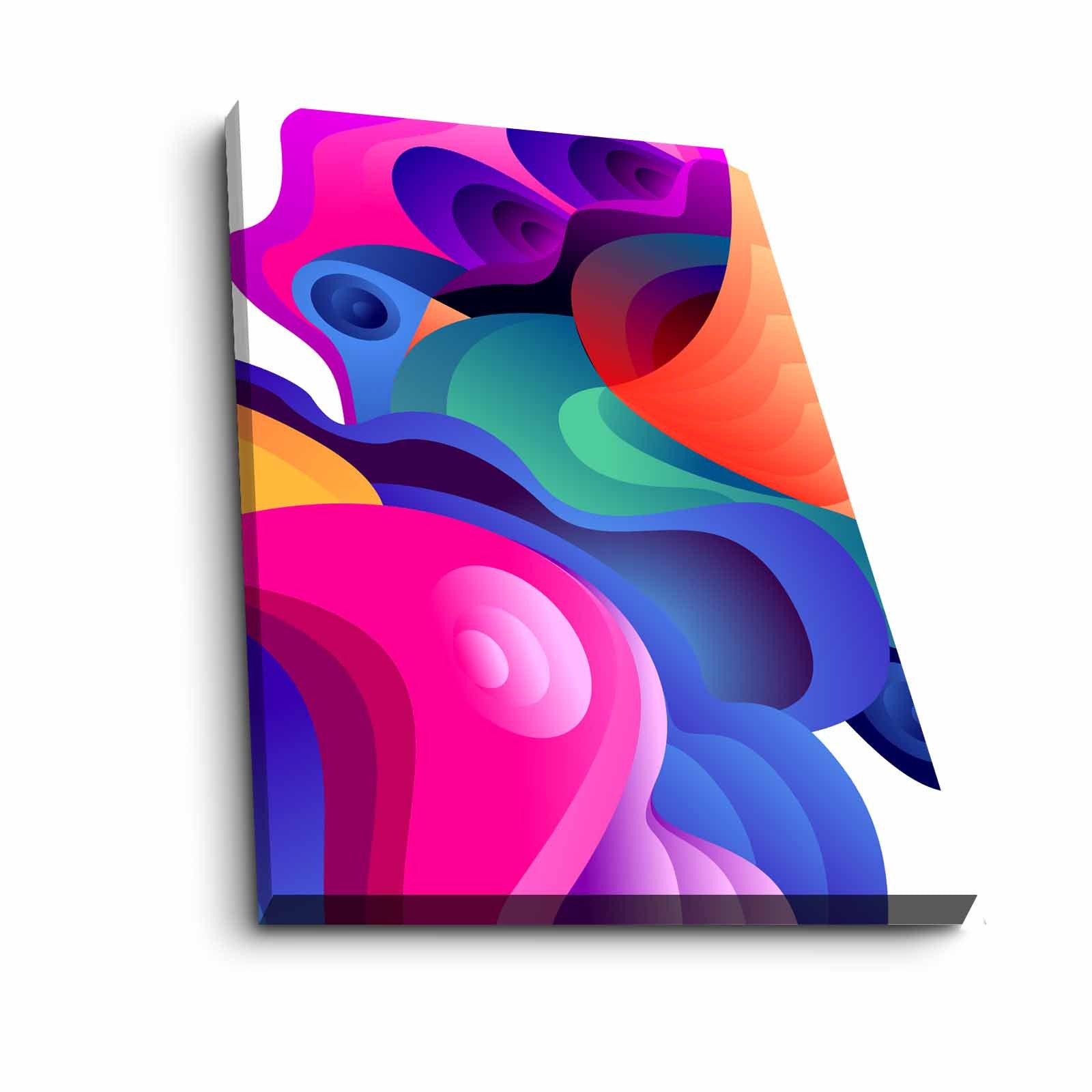 Quadro Decorativo em Tela 45x70cm - Pintura Multicolor com Moldura de Pinho Natural