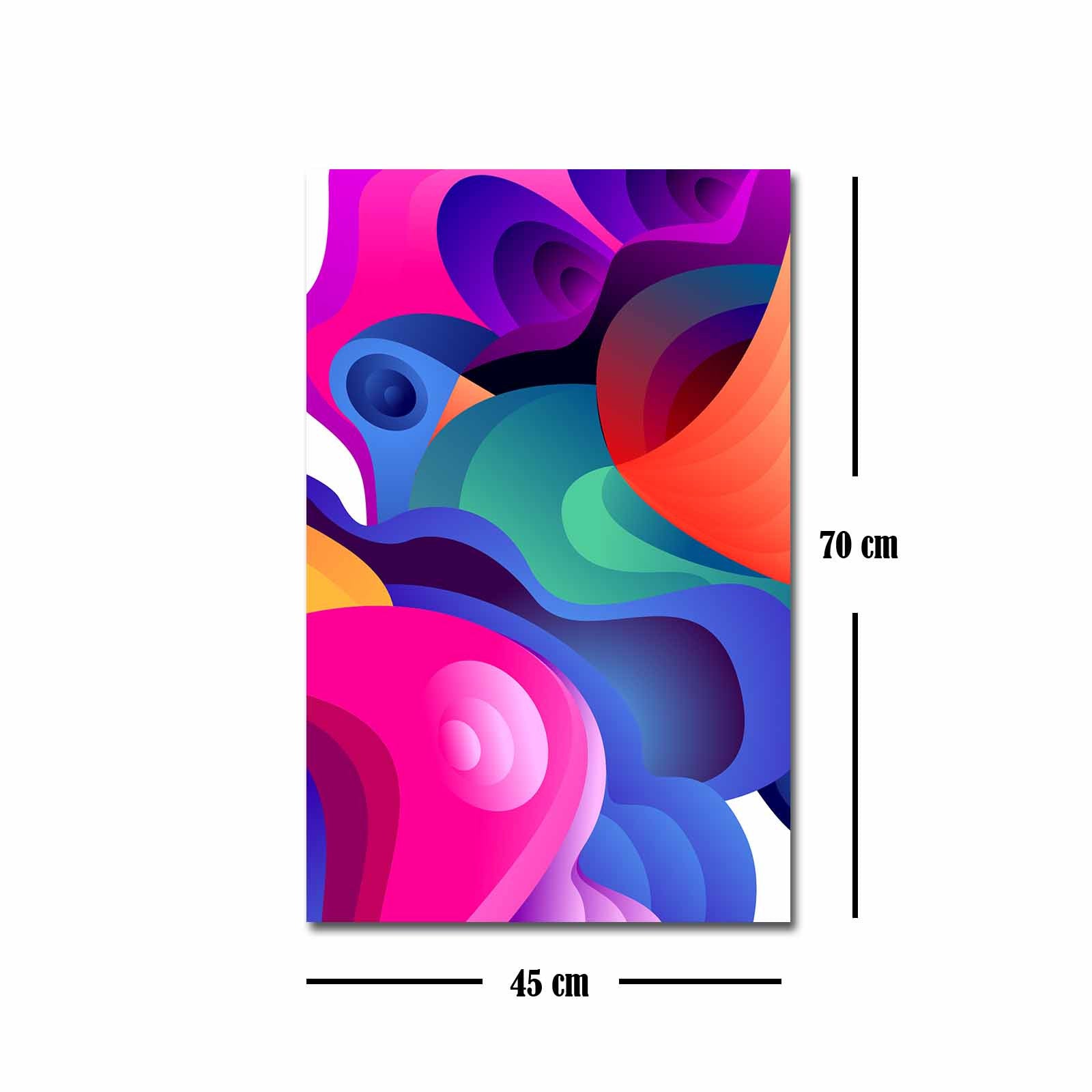 Quadro Decorativo em Tela 45x70cm - Pintura Multicolor com Moldura de Pinho Natural