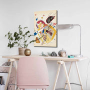 Quadro Decorativo em Tela 45x70cm - Pintura Multicolor com Moldura de Pinho Natural