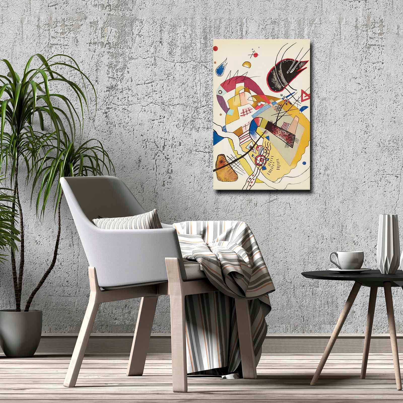 Quadro Decorativo em Tela 45x70cm - Pintura Multicolor com Moldura de Pinho Natural