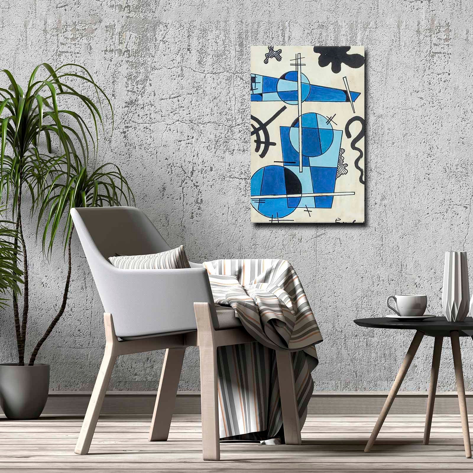 Quadro Decorativo em Tela 45x70cm - Pintura Multicolor com Moldura de Pinho Natural