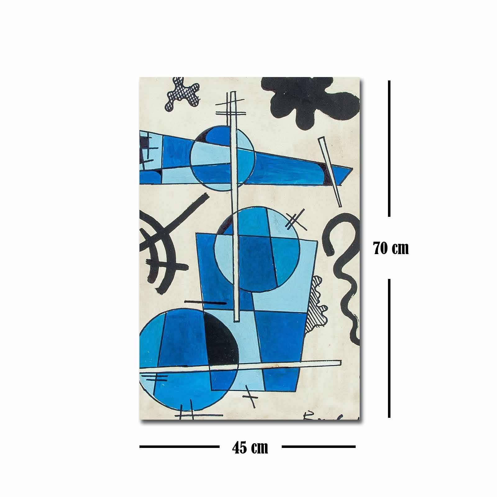 Quadro Decorativo em Tela 45x70cm - Pintura Multicolor com Moldura de Pinho Natural