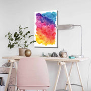 Quadro Decorativo em Tela 45x70cm - Pintura Multicolor com Moldura de Pinho Natural
