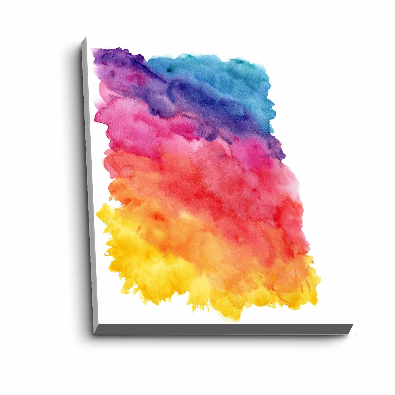 Quadro Decorativo em Tela 45x70cm - Pintura Multicolor com Moldura de Pinho Natural