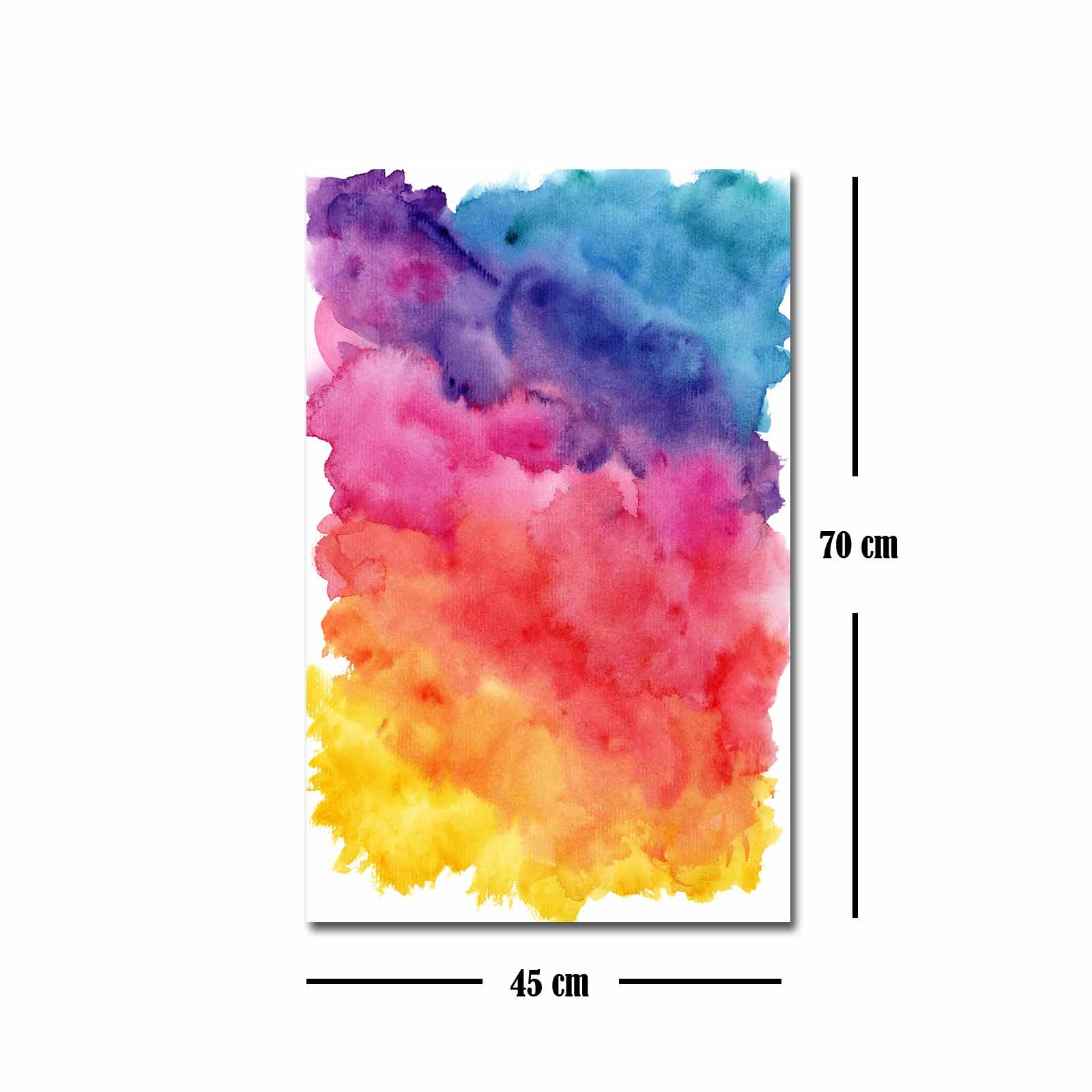 Quadro Decorativo em Tela 45x70cm - Pintura Multicolor com Moldura de Pinho Natural