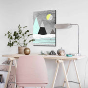 Quadro Decorativo em Tela 45x70cm - Pintura Multicolor com Moldura de Pinho Natural