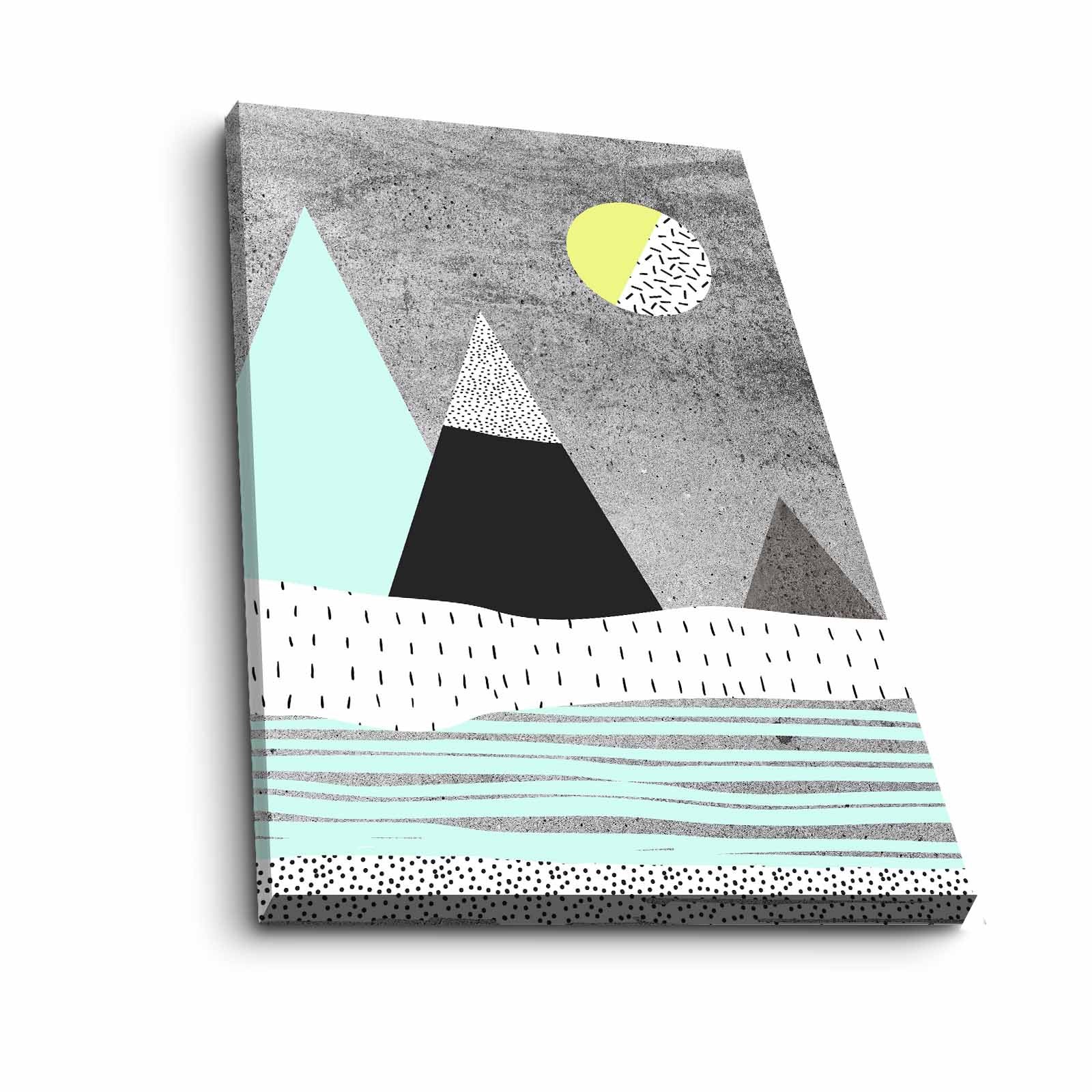 Quadro Decorativo em Tela 45x70cm - Pintura Multicolor com Moldura de Pinho Natural