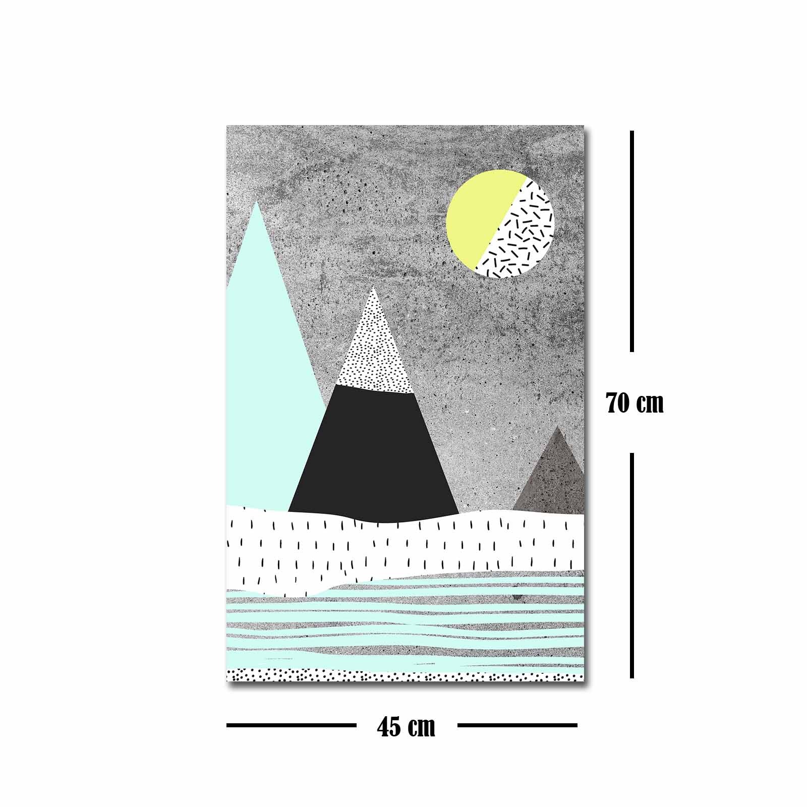 Quadro Decorativo em Tela 45x70cm - Pintura Multicolor com Moldura de Pinho Natural