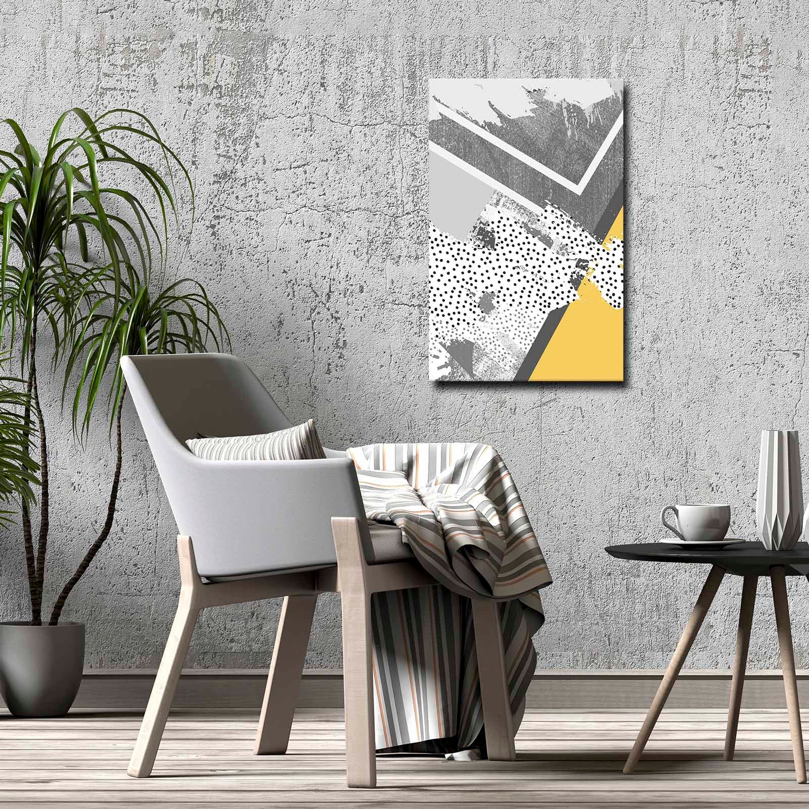 Quadro Decorativo em Tela 45x70cm - Pintura Multicolor com Moldura de Pinho Natural