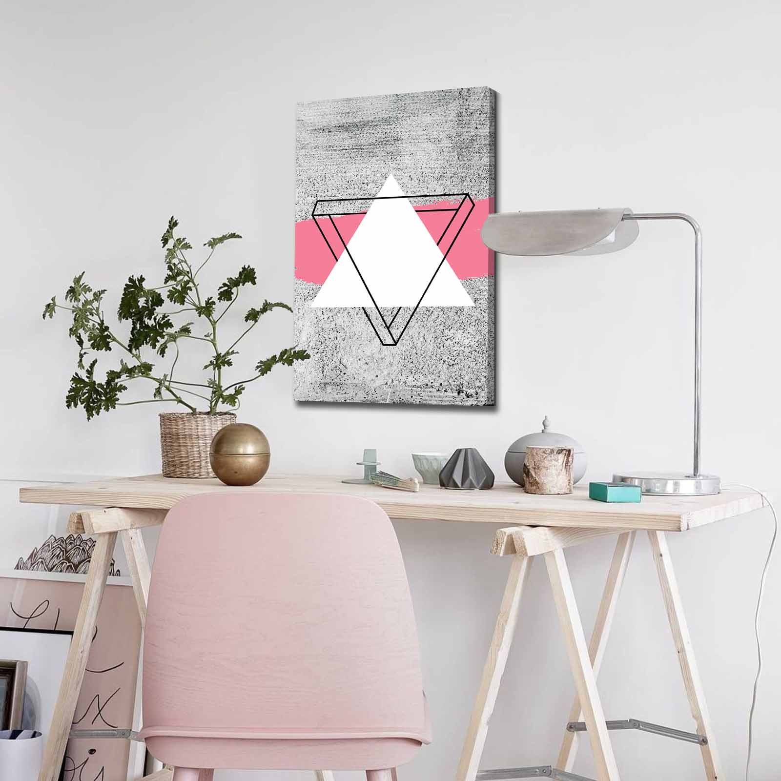 Quadro Decorativo em Tela 45x70cm - Pintura Multicolor com Moldura de Pinho Natural