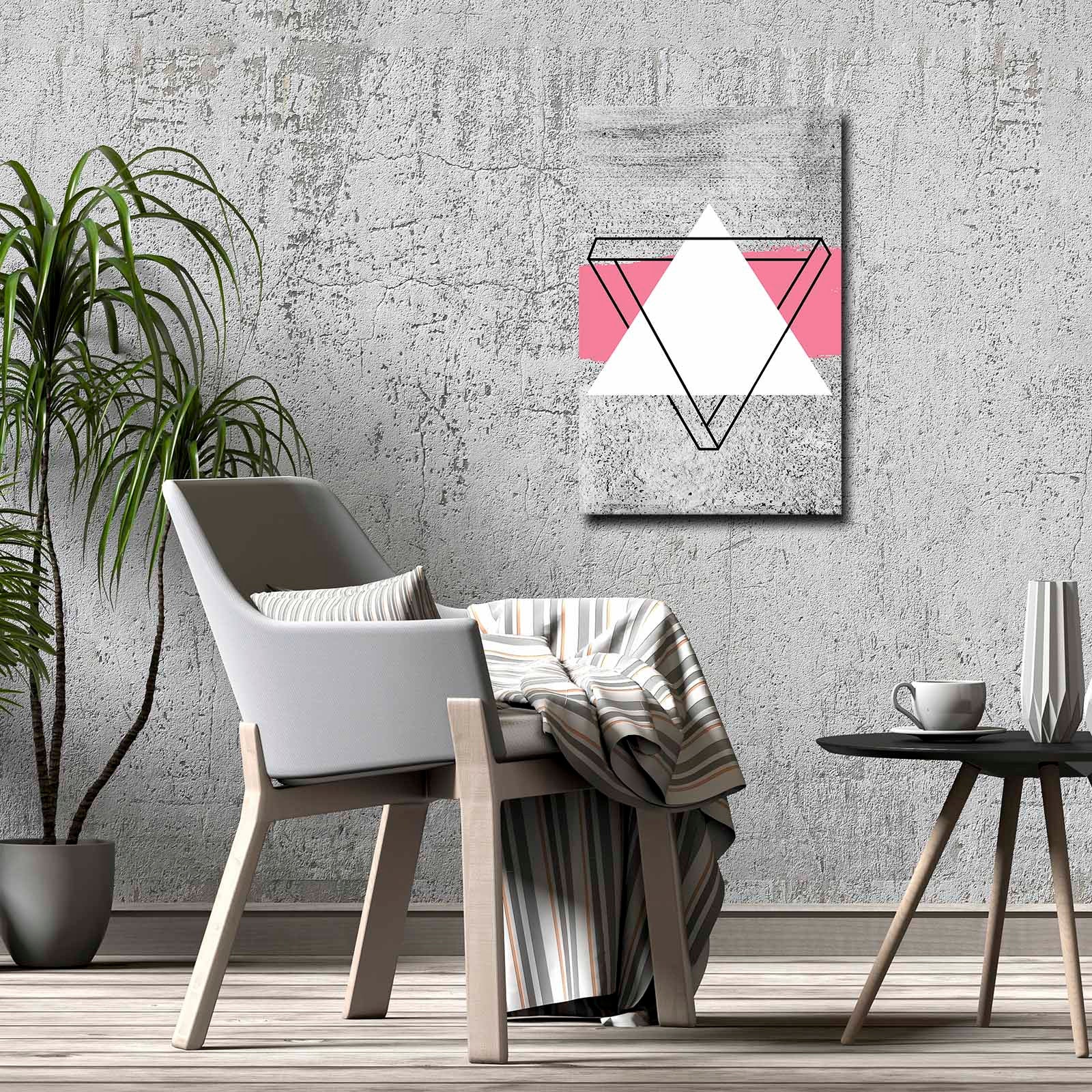 Quadro Decorativo em Tela 45x70cm - Pintura Multicolor com Moldura de Pinho Natural