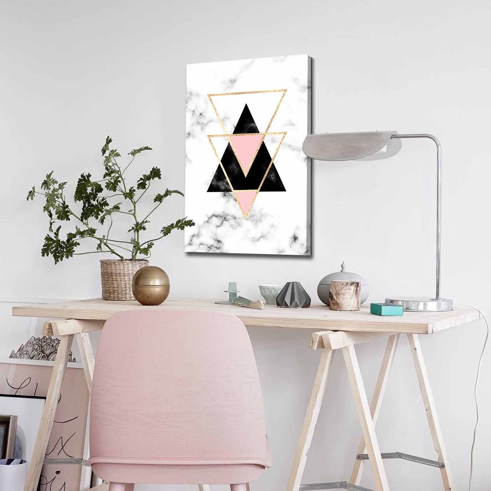 Quadro Decorativo em Tela 45x70cm - Pintura Multicolor com Moldura de Pinho Natural