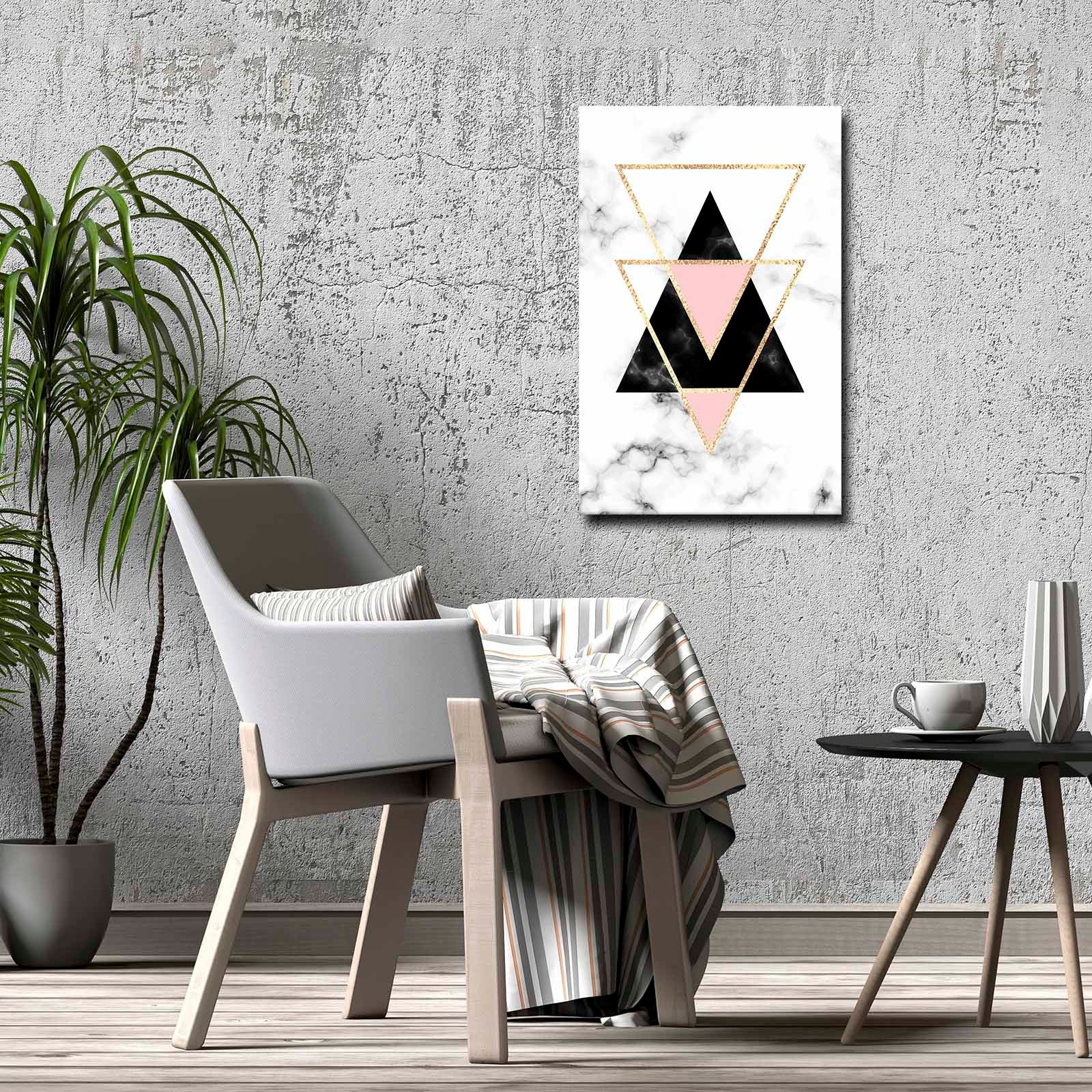 Quadro Decorativo em Tela 45x70cm - Pintura Multicolor com Moldura de Pinho Natural