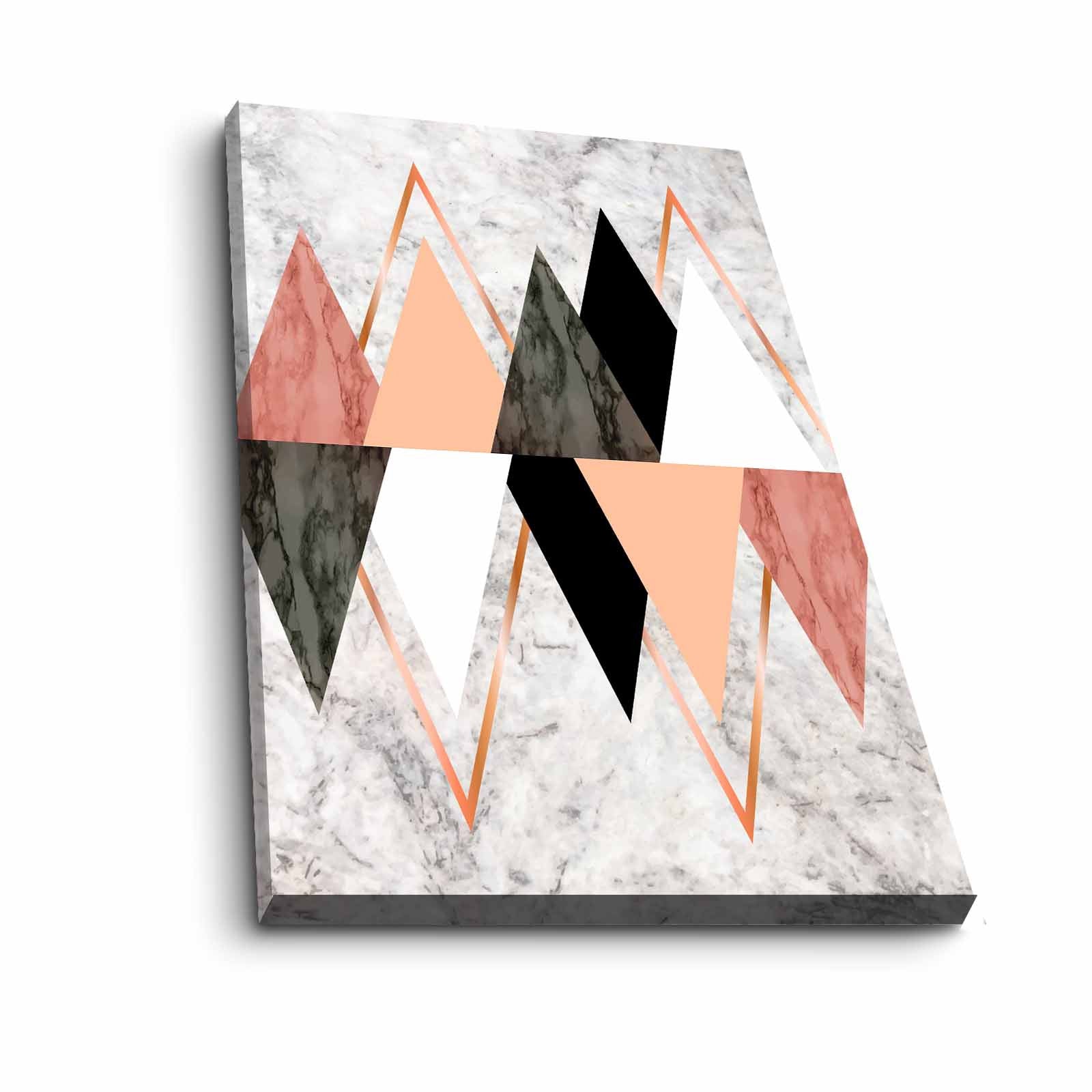 Quadro Decorativo em Tela 45x70cm - Pintura Multicolor com Moldura de Pinho Natural