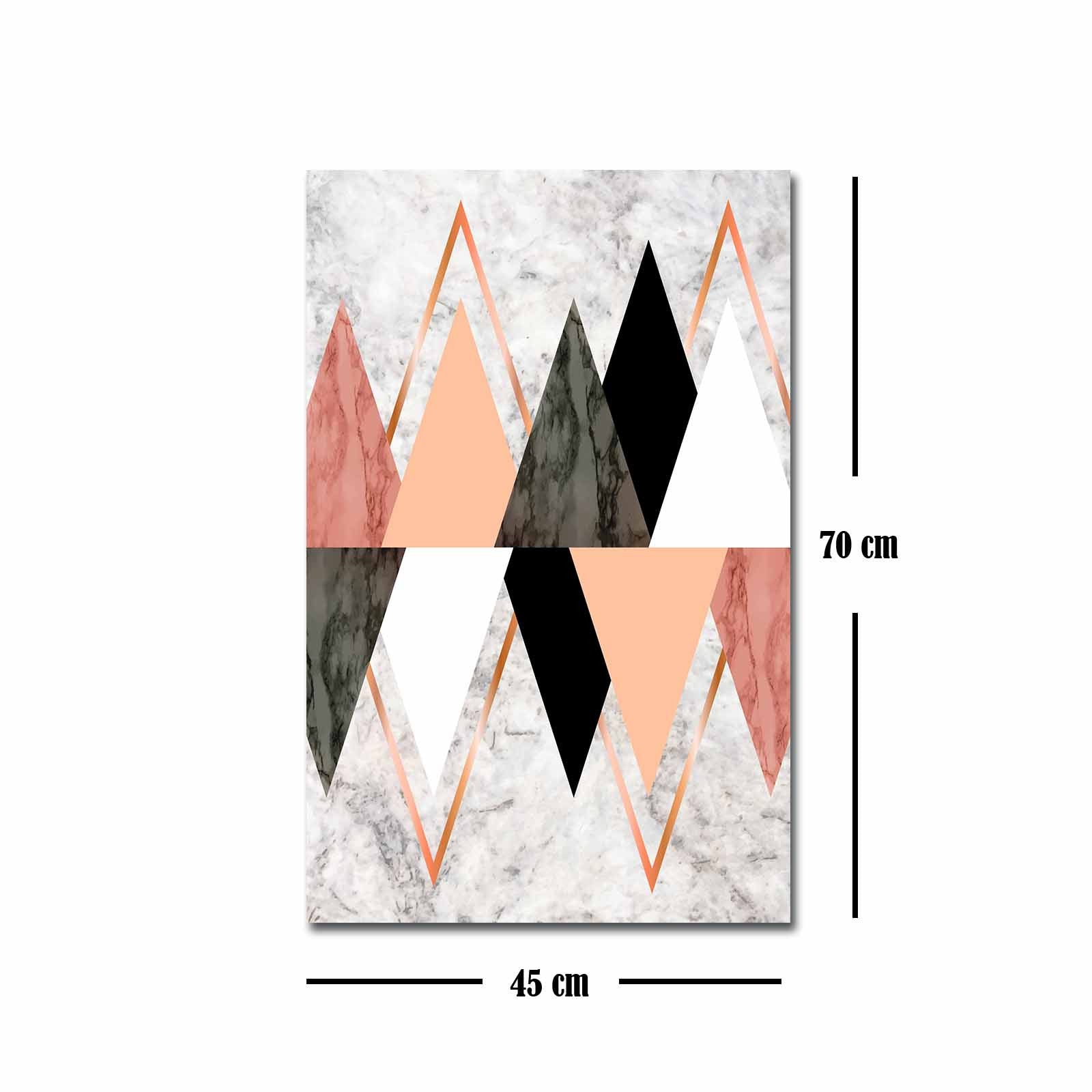 Quadro Decorativo em Tela 45x70cm - Pintura Multicolor com Moldura de Pinho Natural