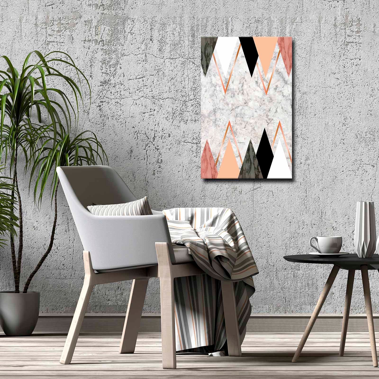 Quadro Decorativo em Tela 45x70cm - Pintura Multicolor com Moldura de Pinho Natural