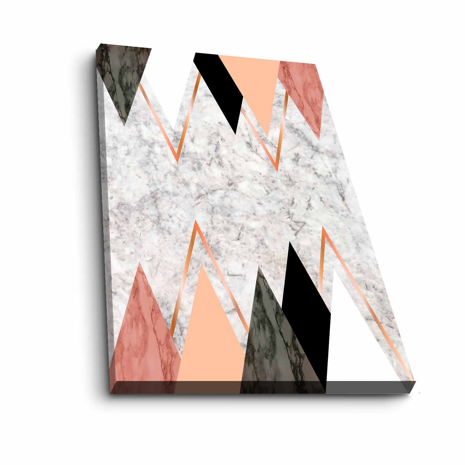 Quadro Decorativo em Tela 45x70cm - Pintura Multicolor com Moldura de Pinho Natural