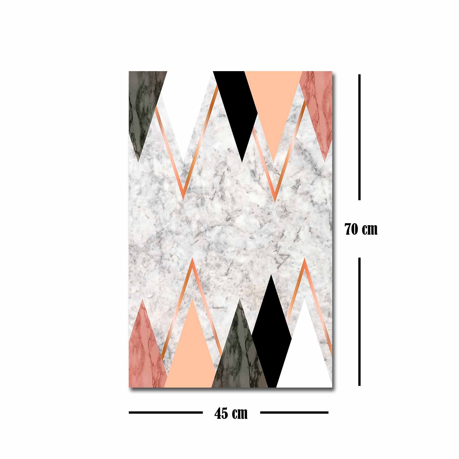 Quadro Decorativo em Tela 45x70cm - Pintura Multicolor com Moldura de Pinho Natural