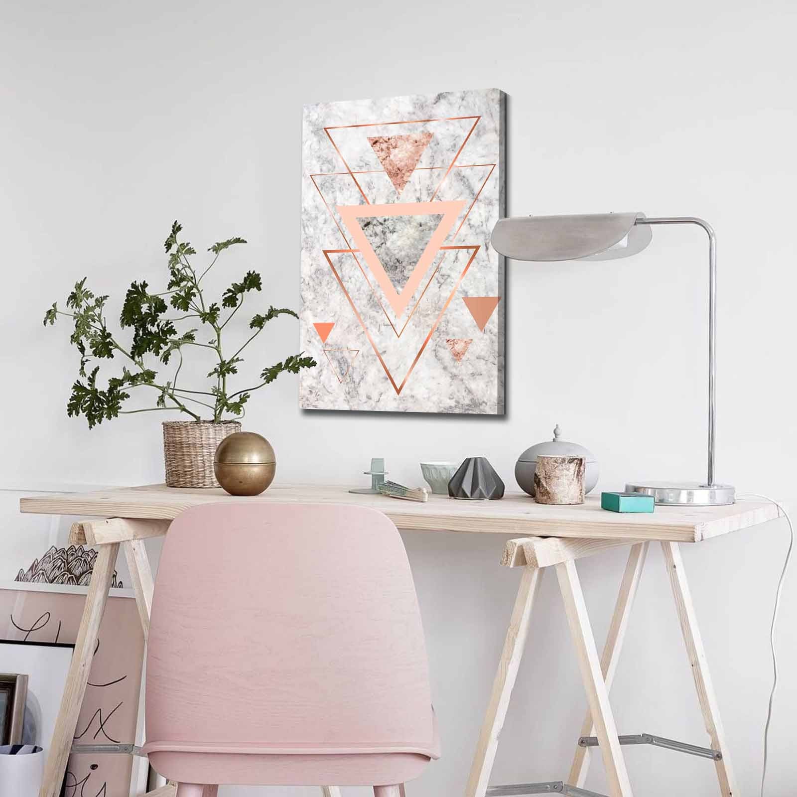 Quadro Decorativo em Tela 45x70cm - Pintura Multicolor com Moldura de Pinho Natural