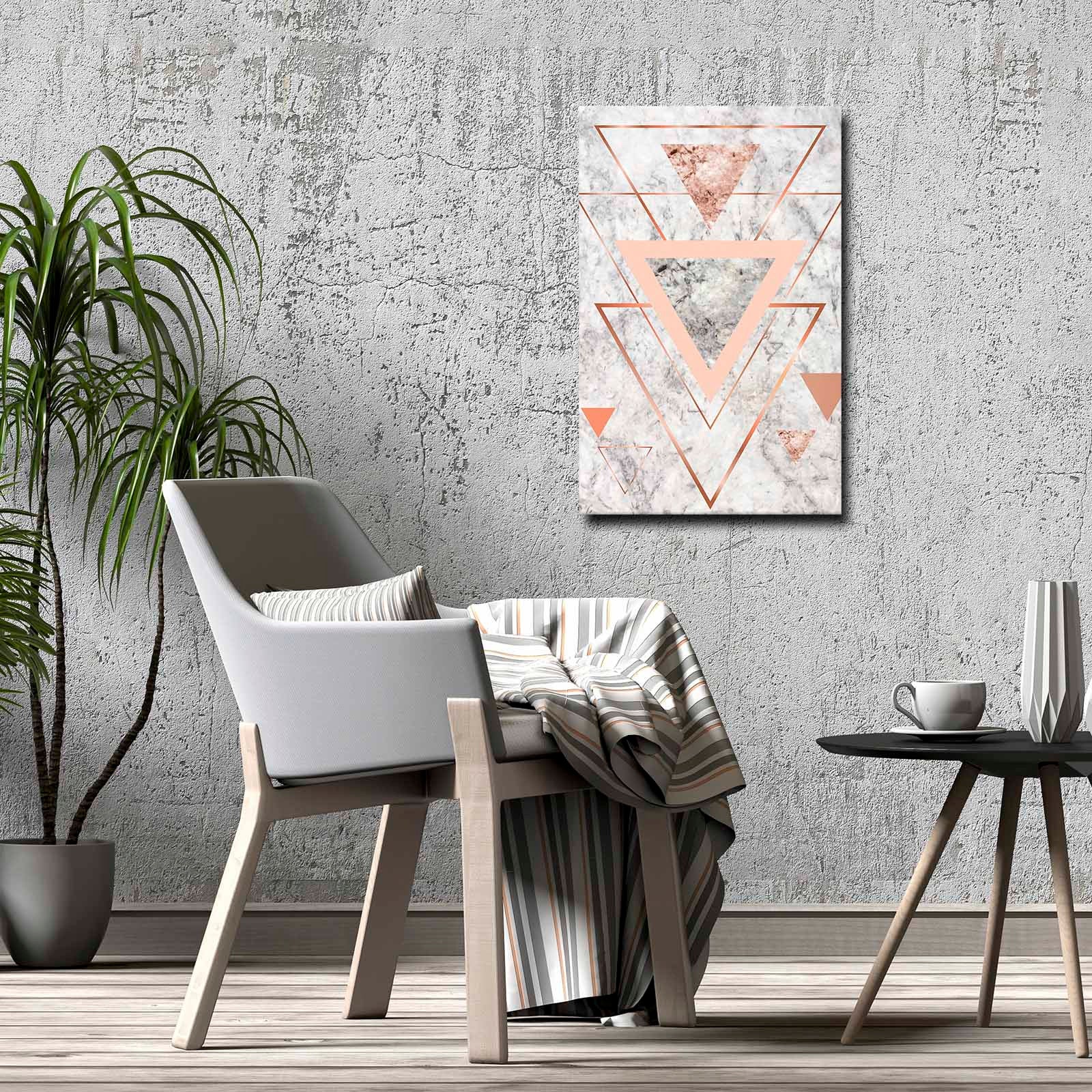 Quadro Decorativo em Tela 45x70cm - Pintura Multicolor com Moldura de Pinho Natural