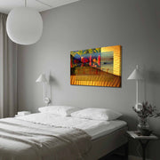 Quadro Decorativo em Tela 70x100cm - Moldura Pinho Maciço - Arte Multicolor para Decoração de Interiores