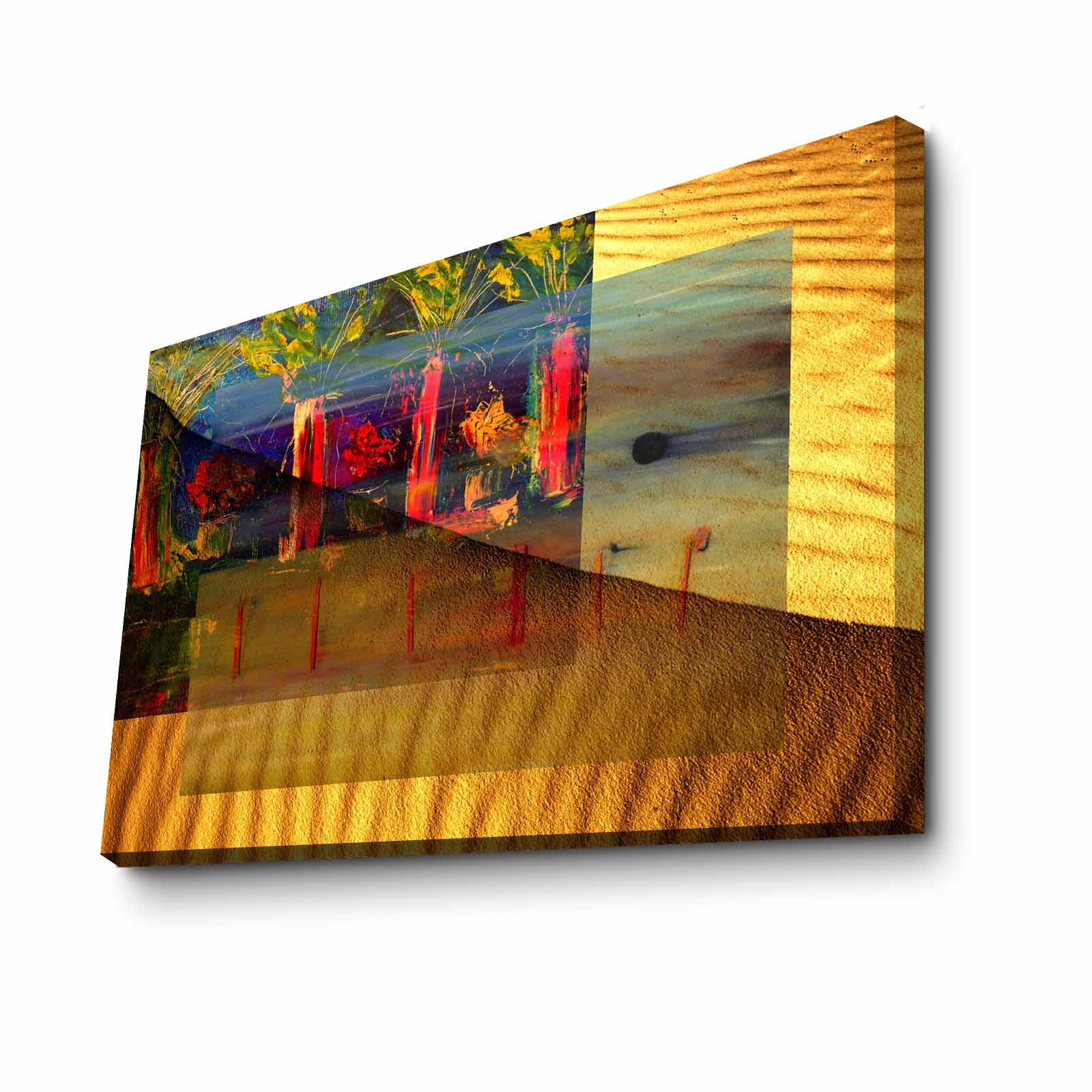 Quadro Decorativo em Tela 70x100cm - Moldura Pinho Maciço - Arte Multicolor para Decoração de Interiores