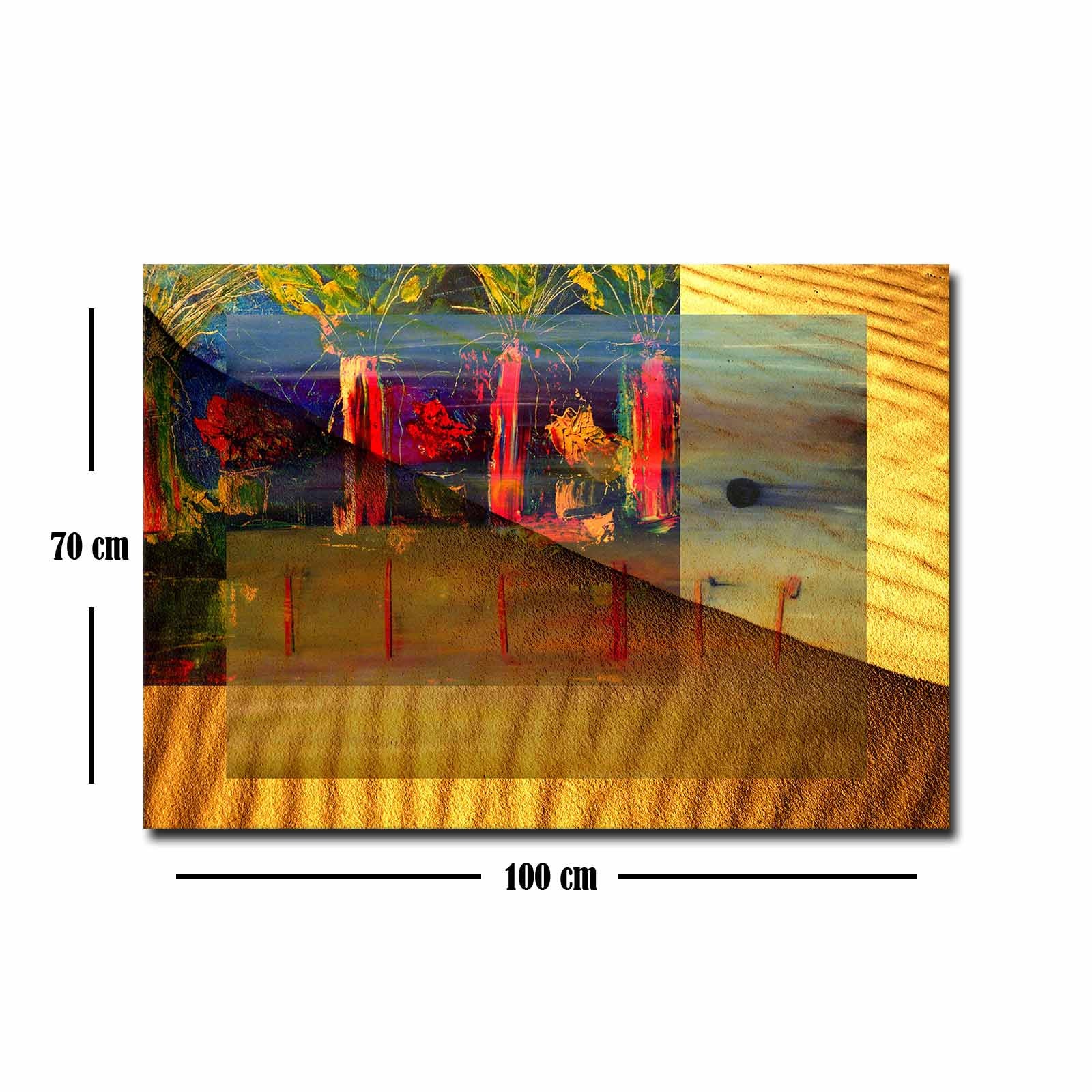 Quadro Decorativo em Tela 70x100cm - Moldura Pinho Maciço - Arte Multicolor para Decoração de Interiores
