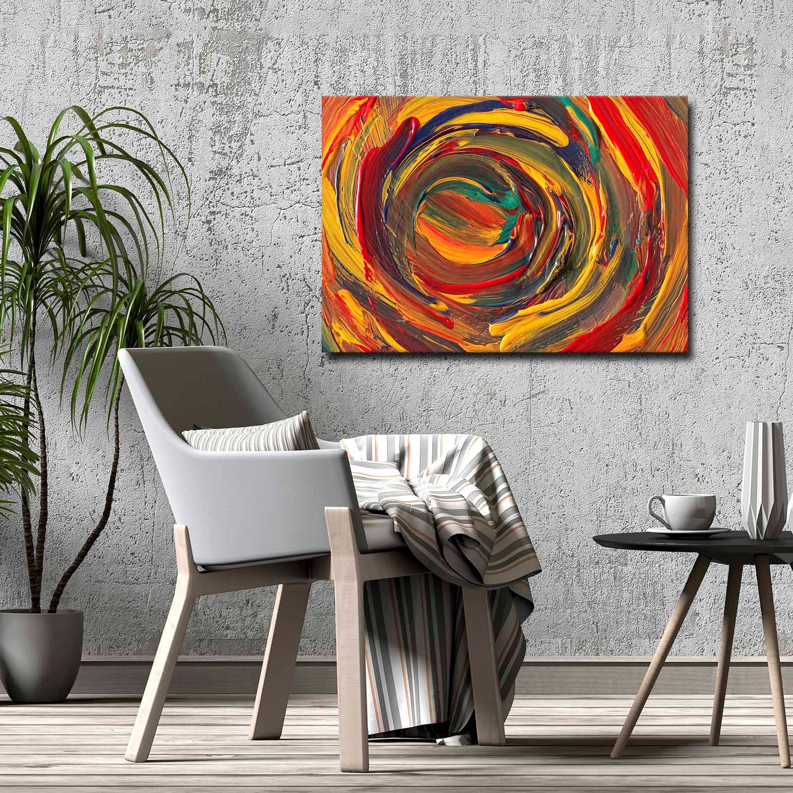 Quadro Decorativo em Tela 70x100cm - Moldura Pinho Maciço - Arte Multicolor para Decoração de Interiores