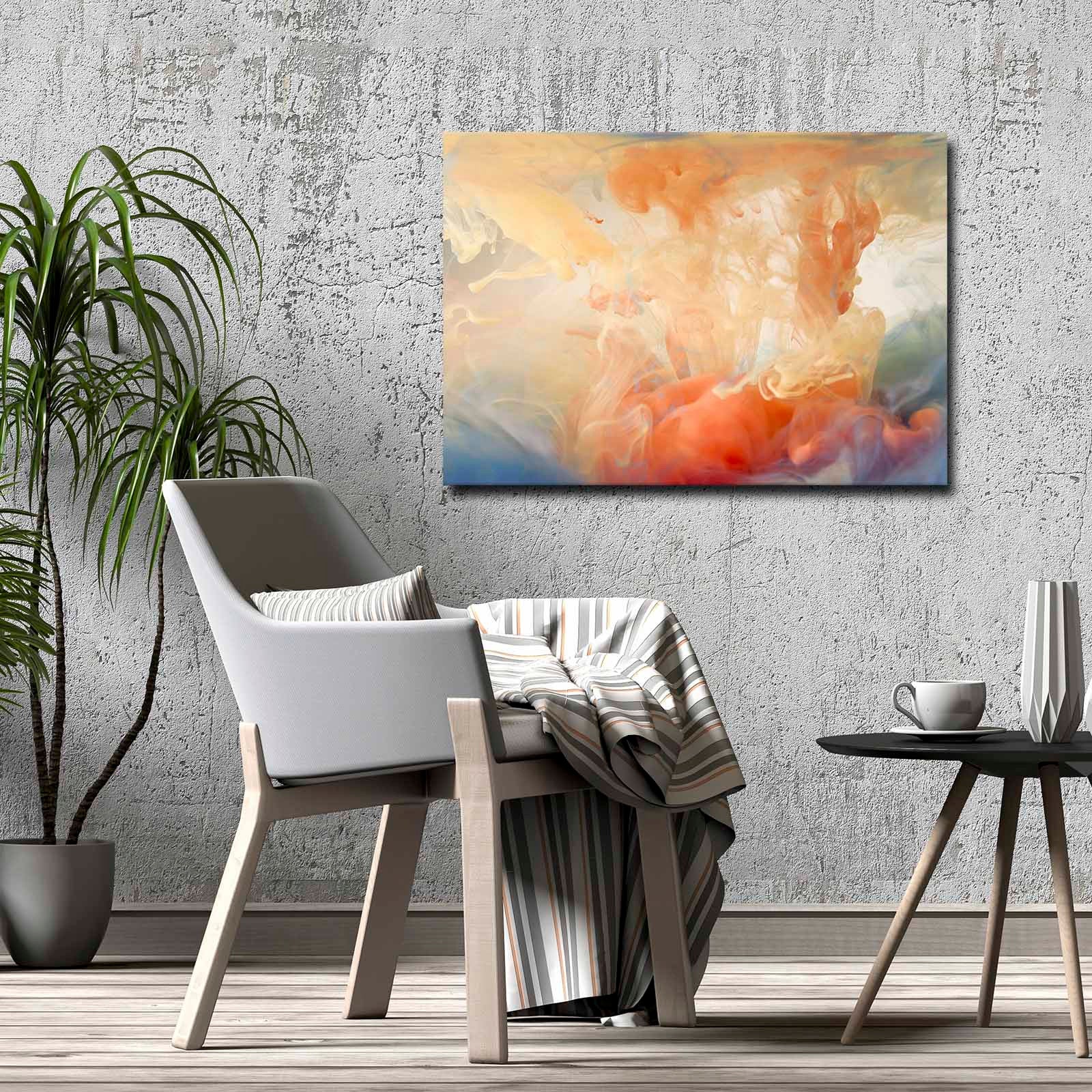 Quadro Decorativo em Tela 70x100cm - Moldura Pinho Maciço - Arte Multicolor para Decoração de Interiores