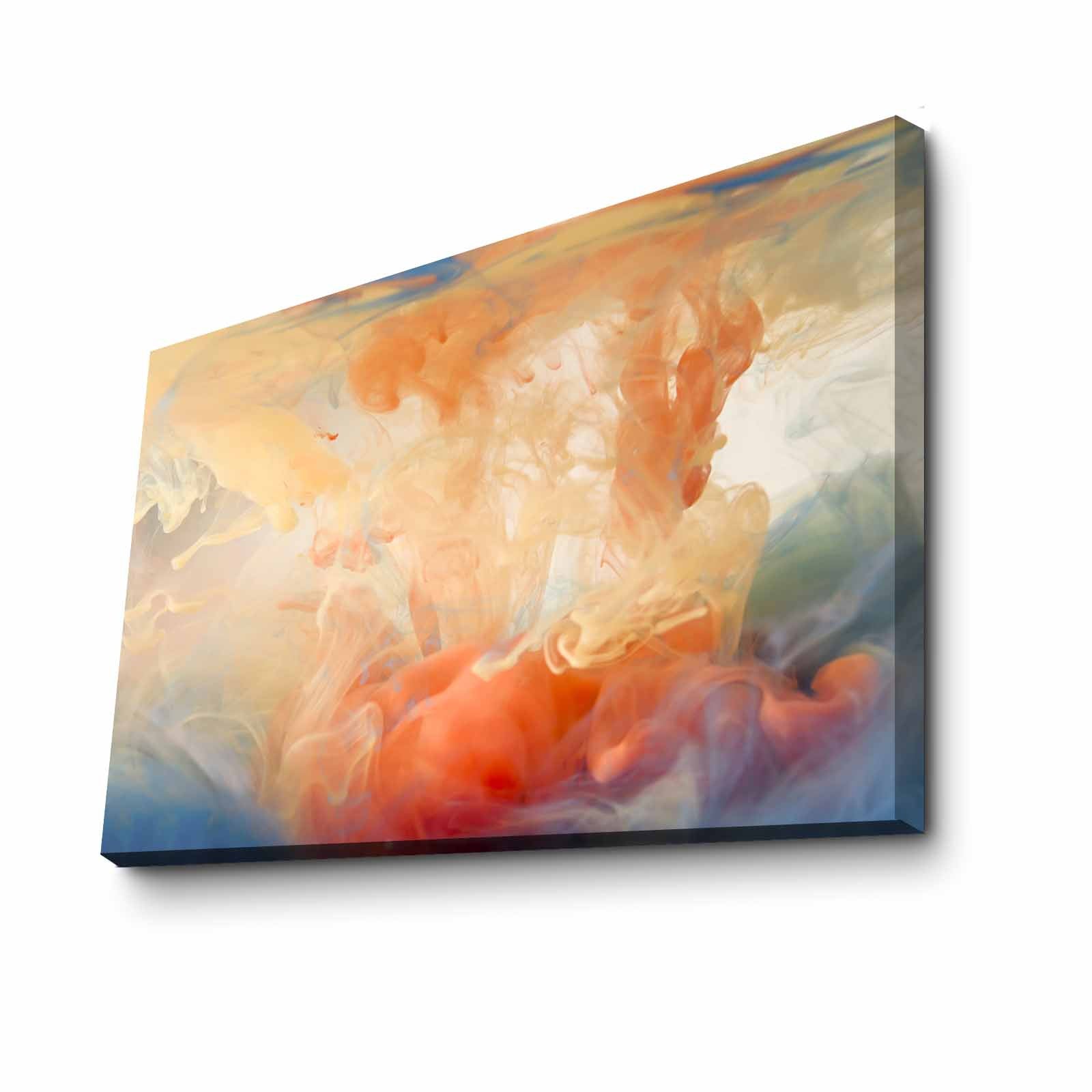 Quadro Decorativo em Tela 70x100cm - Moldura Pinho Maciço - Arte Multicolor para Decoração de Interiores